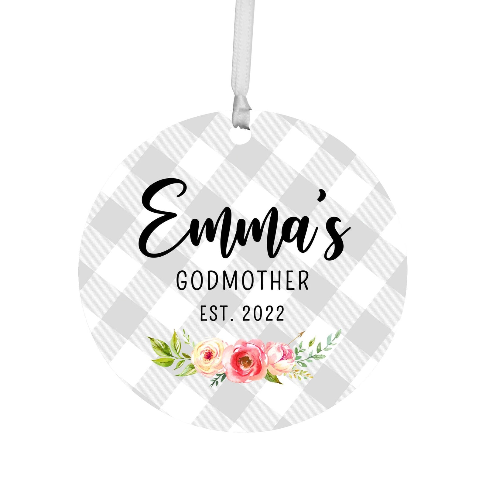 Personalized Unique Wooden Baptism Ornament Gift for Godmother - LifeSong Milestones