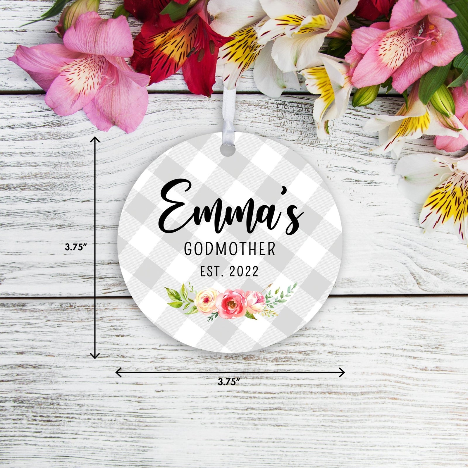 Personalized Unique Wooden Baptism Ornament Gift for Godmother - LifeSong Milestones