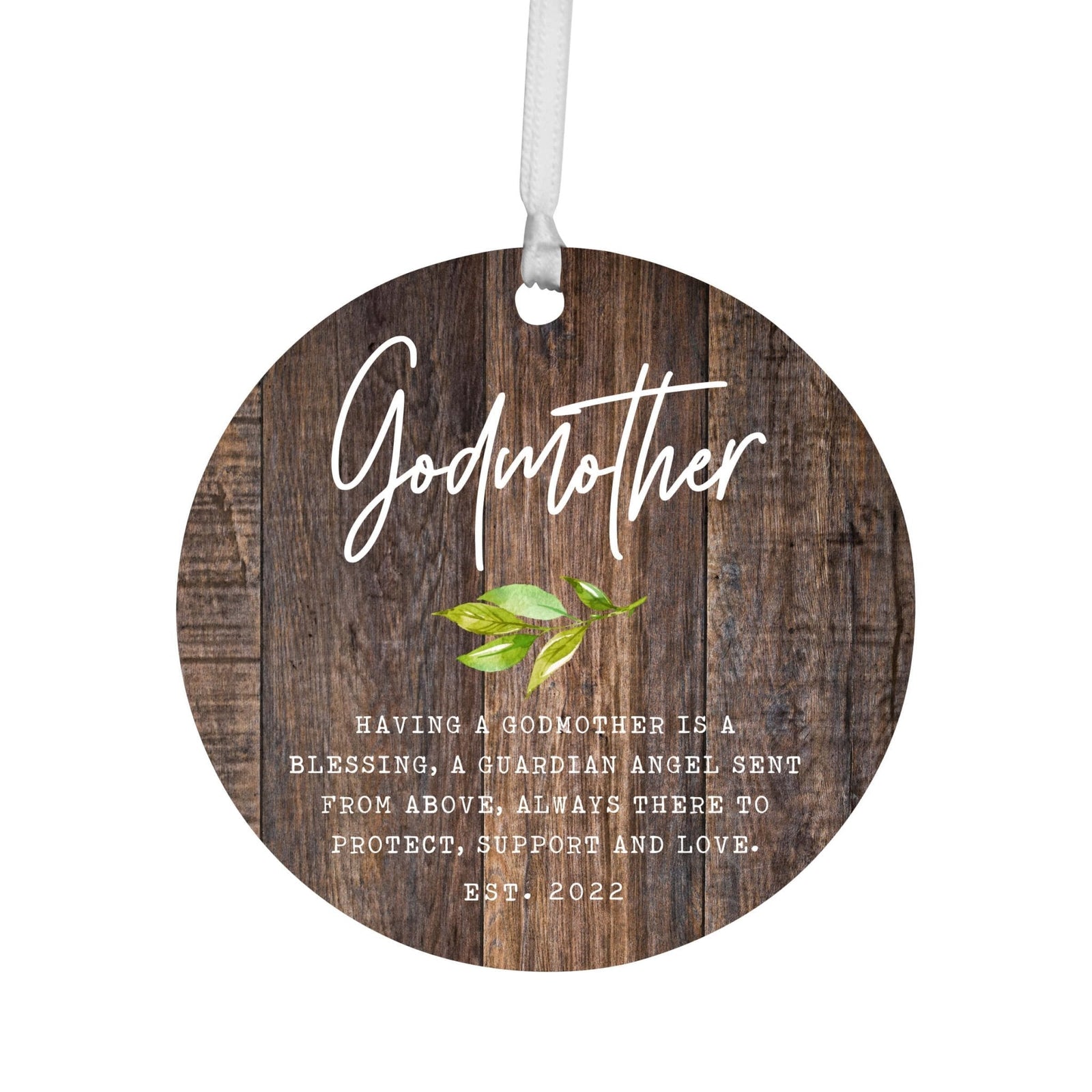 Personalized Unique Wooden Baptism Ornament Gift for Godmother - Having A Godmother Is A Blessing - LifeSong Milestones