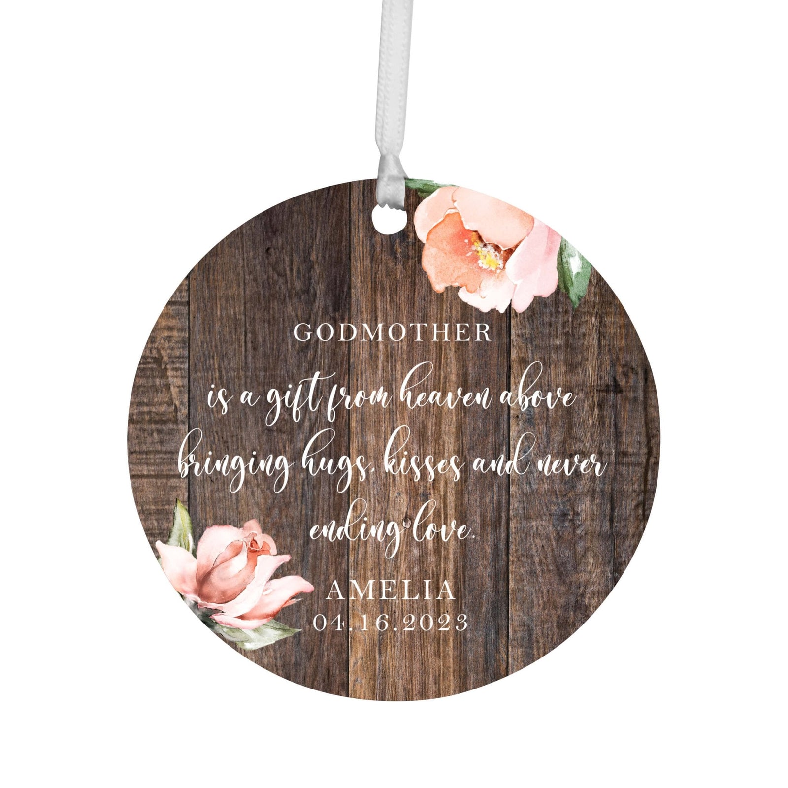 Personalized Unique Wooden Baptism Ornament Gift for Godmother - Is A Gift From Heaven - LifeSong Milestones