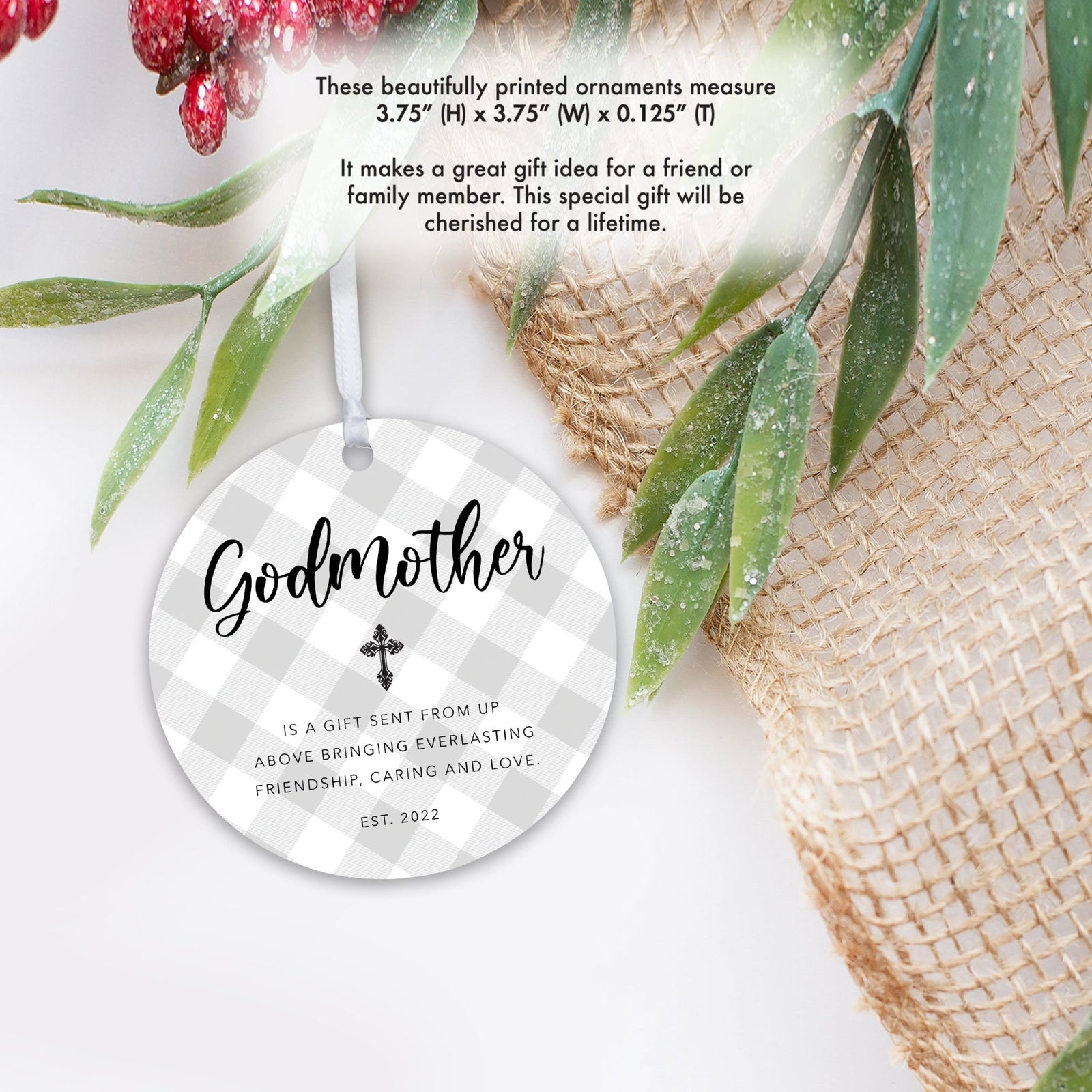 Personalized Unique Wooden Baptism Ornament Gift for Godmother - Is A Gift Sent From Above - LifeSong Milestones