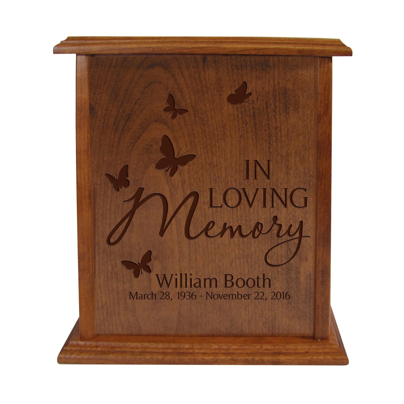Personalized Vertical Cherry Urn for Loss of Loved One 9.75 x 8.5 - In Loving Memory - LifeSong Milestones