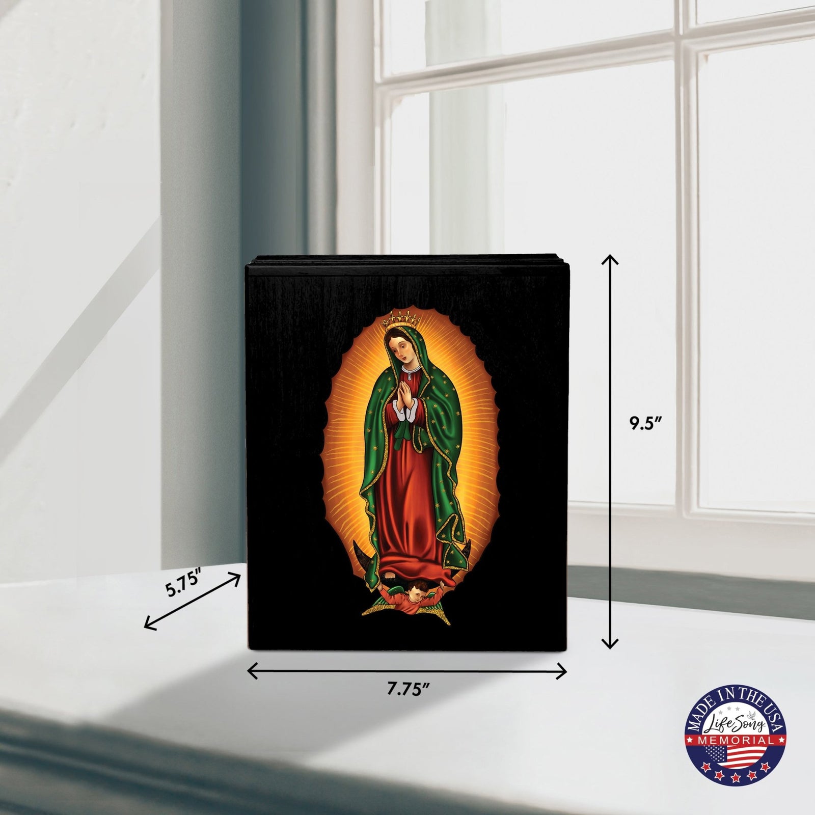 Personalized Virgin Lady of Guadalupe Memorial Cremation Economy Urn For Adult Human Ashes In Spanish - Lady of Guadalupe - LifeSong Milestones