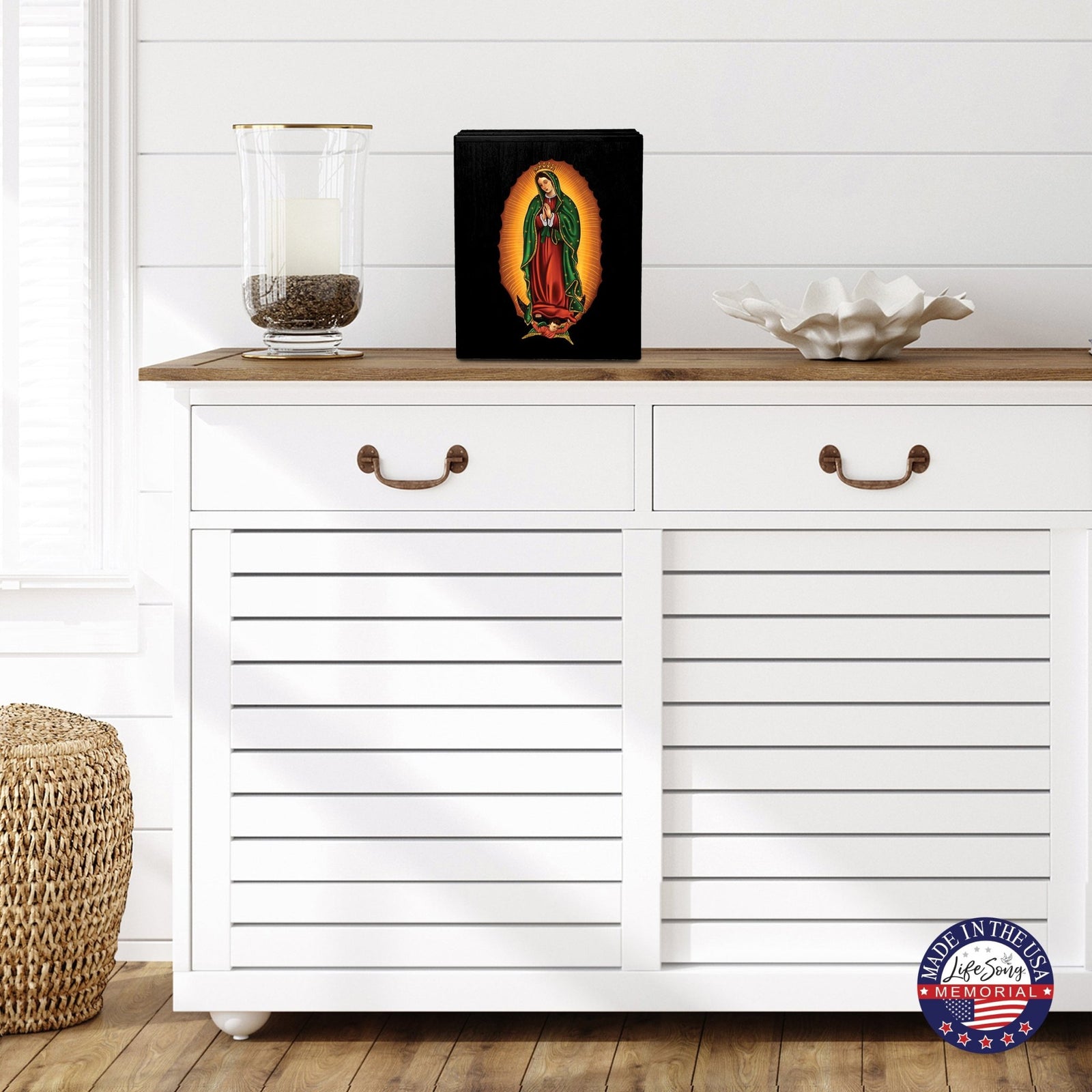 Personalized Virgin Lady of Guadalupe Memorial Cremation Economy Urn For Adult Human Ashes In Spanish - Lady of Guadalupe - LifeSong Milestones
