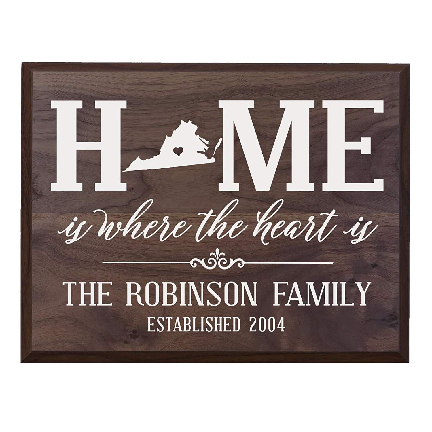 Personalized Virginia State Home is Where the heart is Sign - LifeSong Milestones