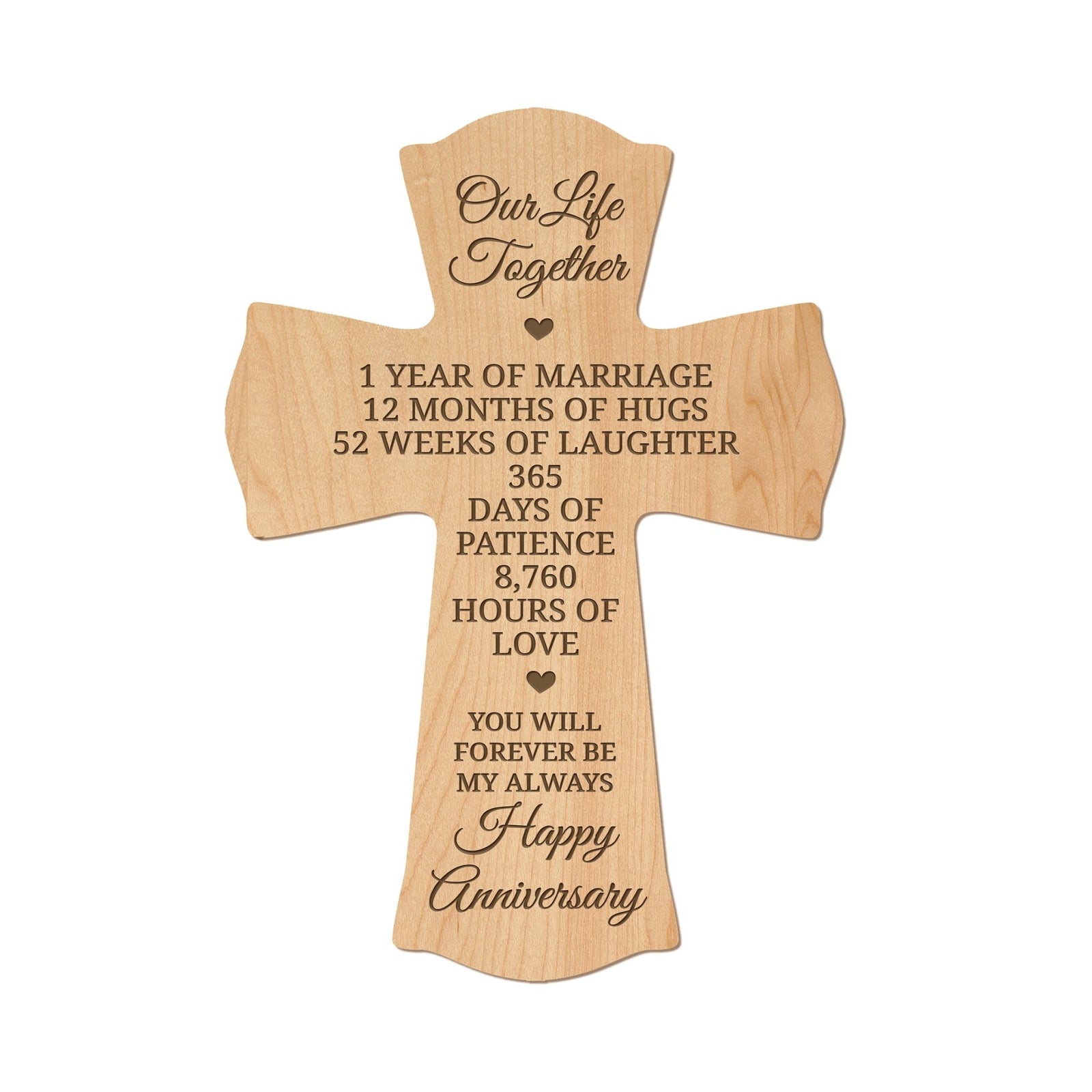 Personalized Wall Cross Gifts for 1st Wedding Anniversary - Our Life Together - LifeSong Milestones