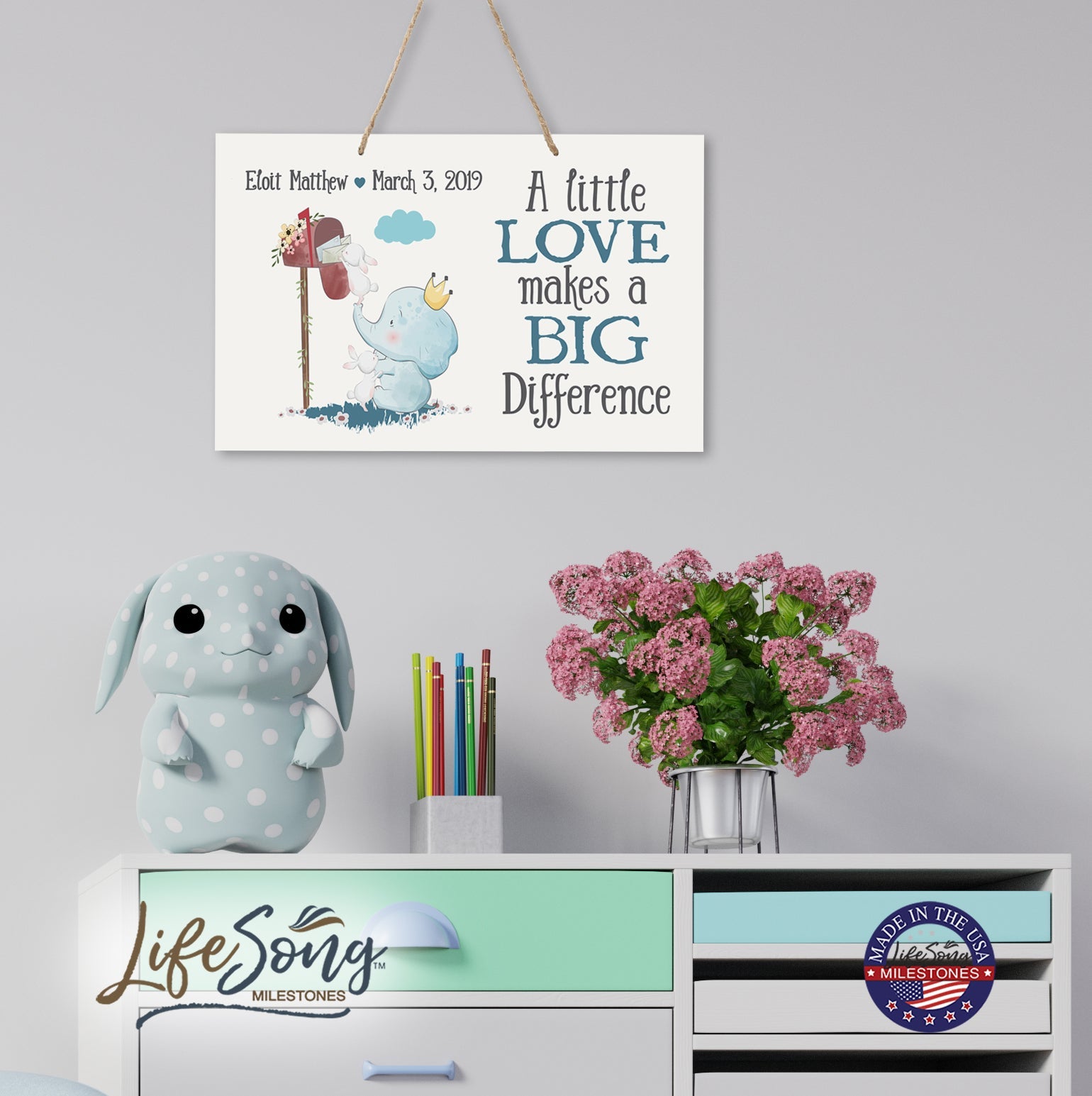 Personalized Wall Decor For Nursery Boys Bedroom Hanging Wall Art - LifeSong Milestones