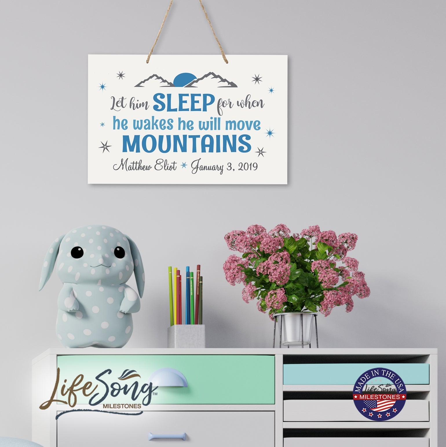 Personalized Wall Decor For Nursery Boys Bedroom Hanging Wall Art - LifeSong Milestones