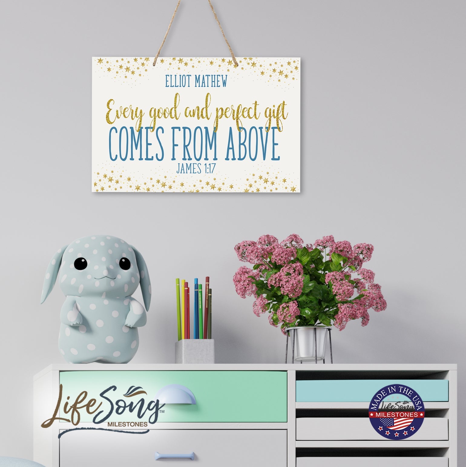 Personalized Wall Decor For Nursery Boys Bedroom Hanging Wall Art - LifeSong Milestones