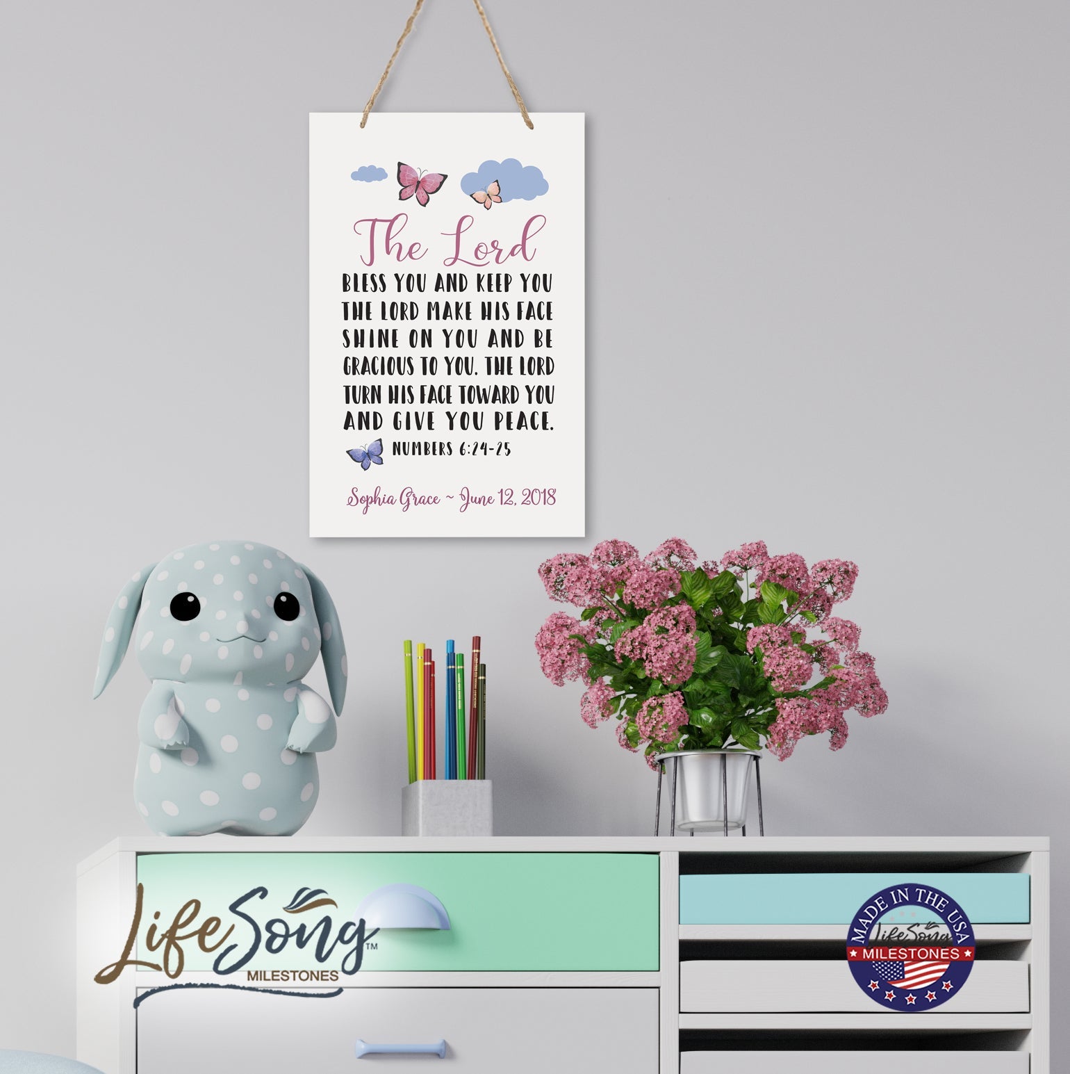 Personalized Wall Decor For Nursery Girls Bedroom Hanging Wall Art - LifeSong Milestones