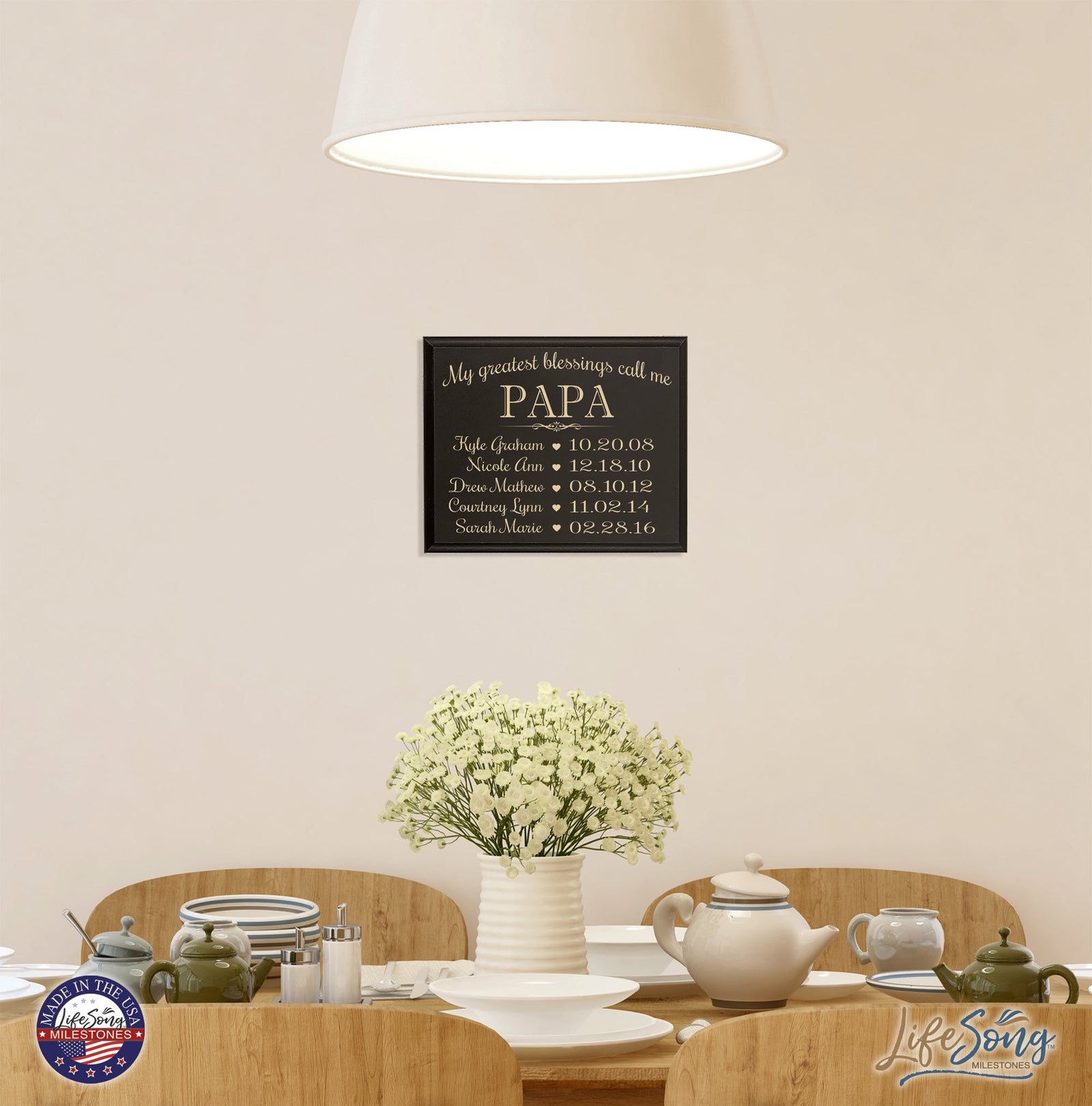 Personalized Wall Hanging Plaque For Papa - My Greatest Blessings - LifeSong Milestones