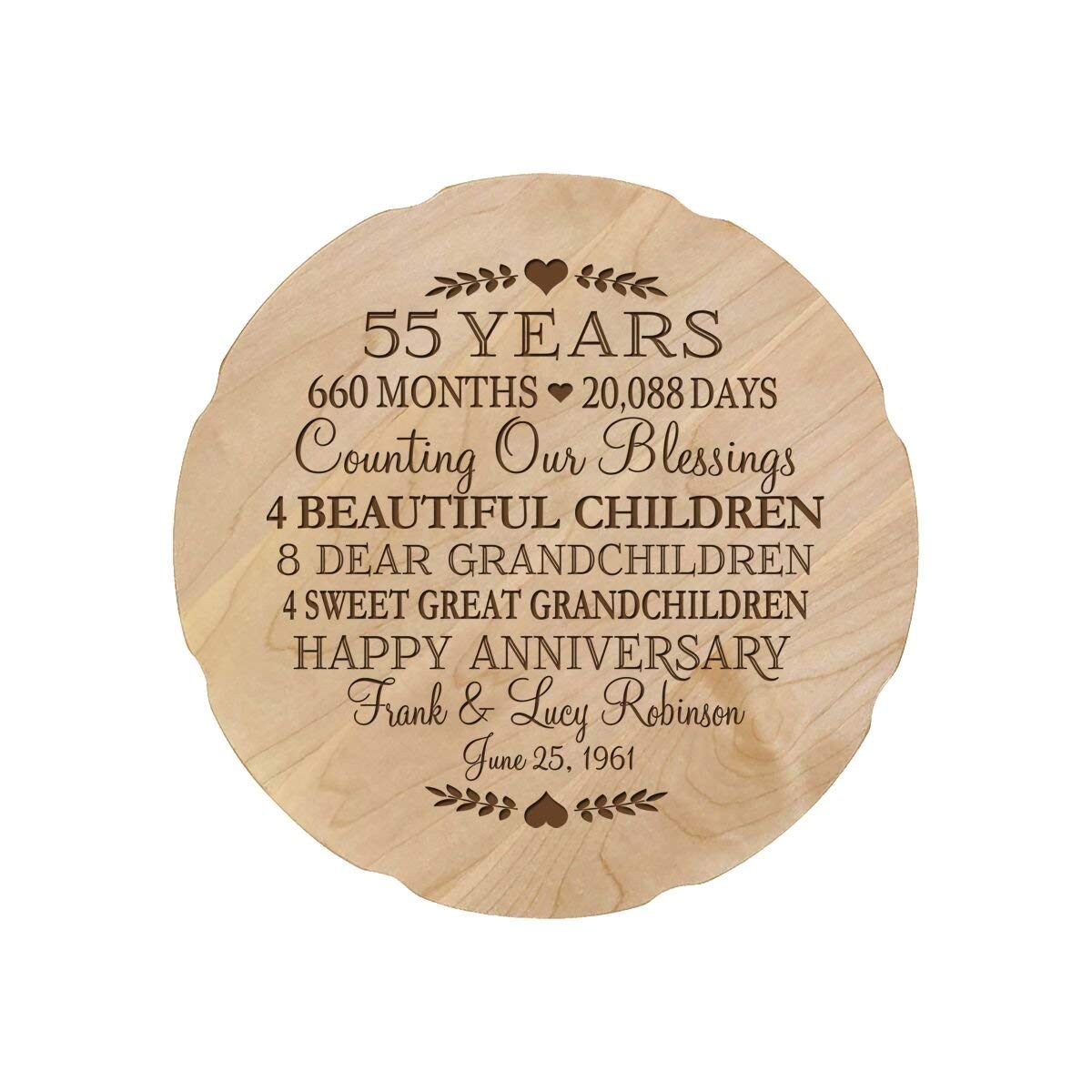 Personalized Wedding Anniversary Plate Decor Gift - Family Name - LifeSong Milestones