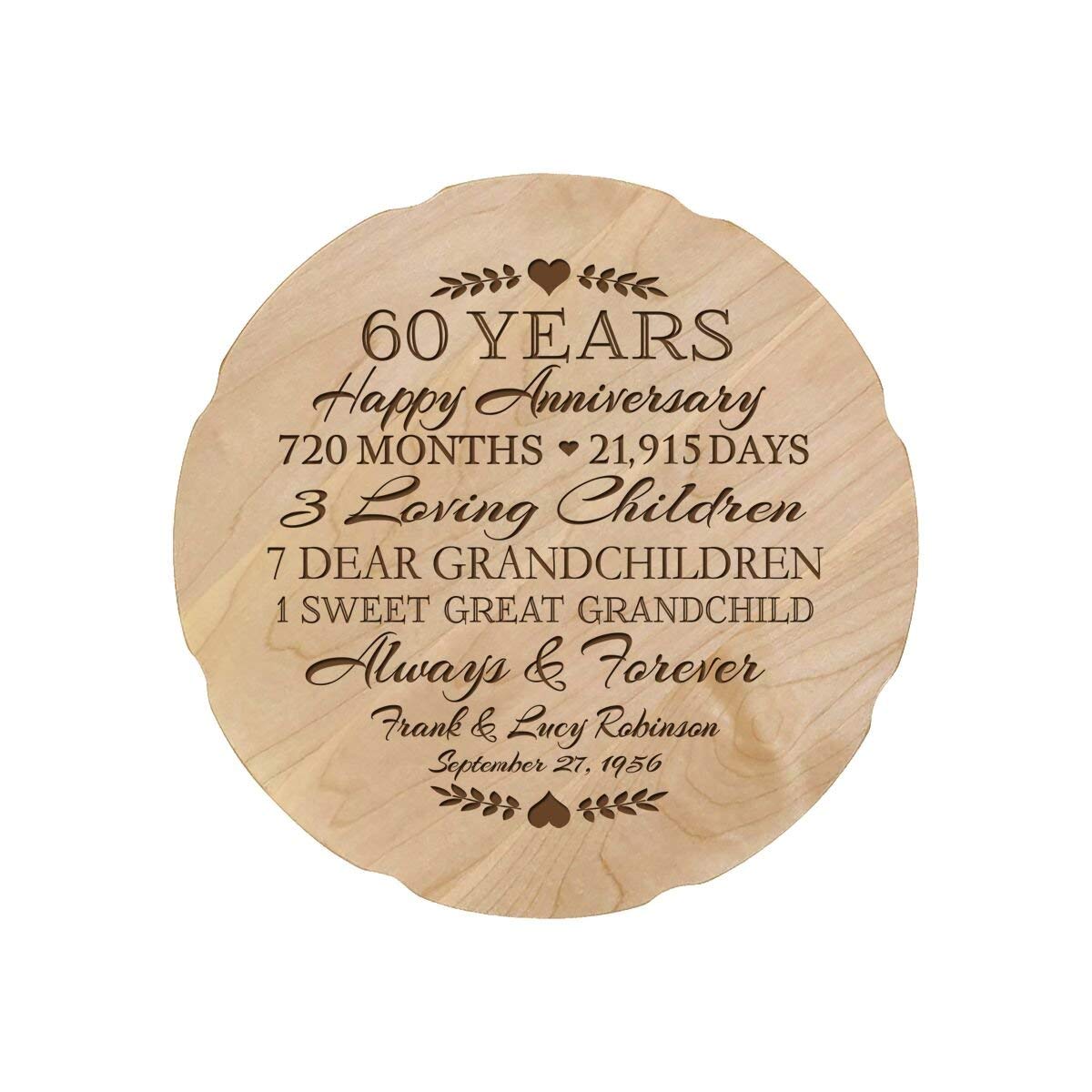 Personalized Wedding Anniversary Plate Decor Gift - Family Name - LifeSong Milestones