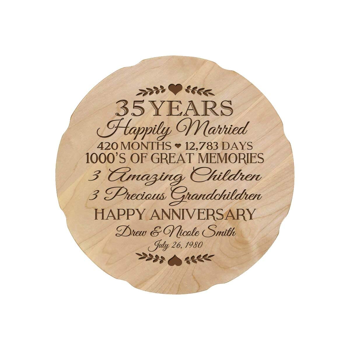 Personalized Wedding Anniversary Plate Decor Gift - Family Name - LifeSong Milestones