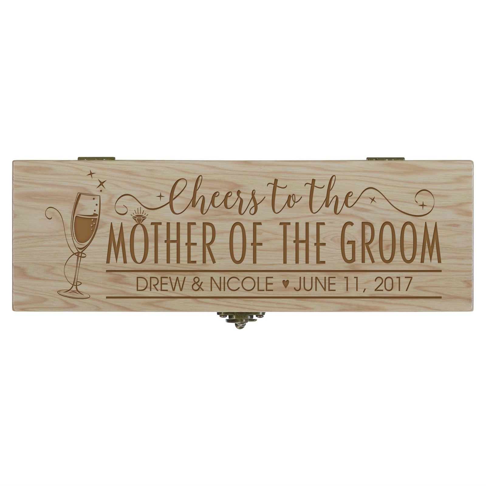 Personalized Wedding Wine Box with Latch - Mother of The Groom - LifeSong Milestones