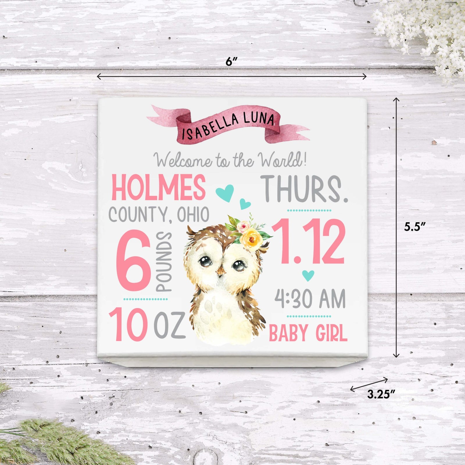 Personalized White Baby Keepsake Box for Newborn Baby Girl - LifeSong Milestones