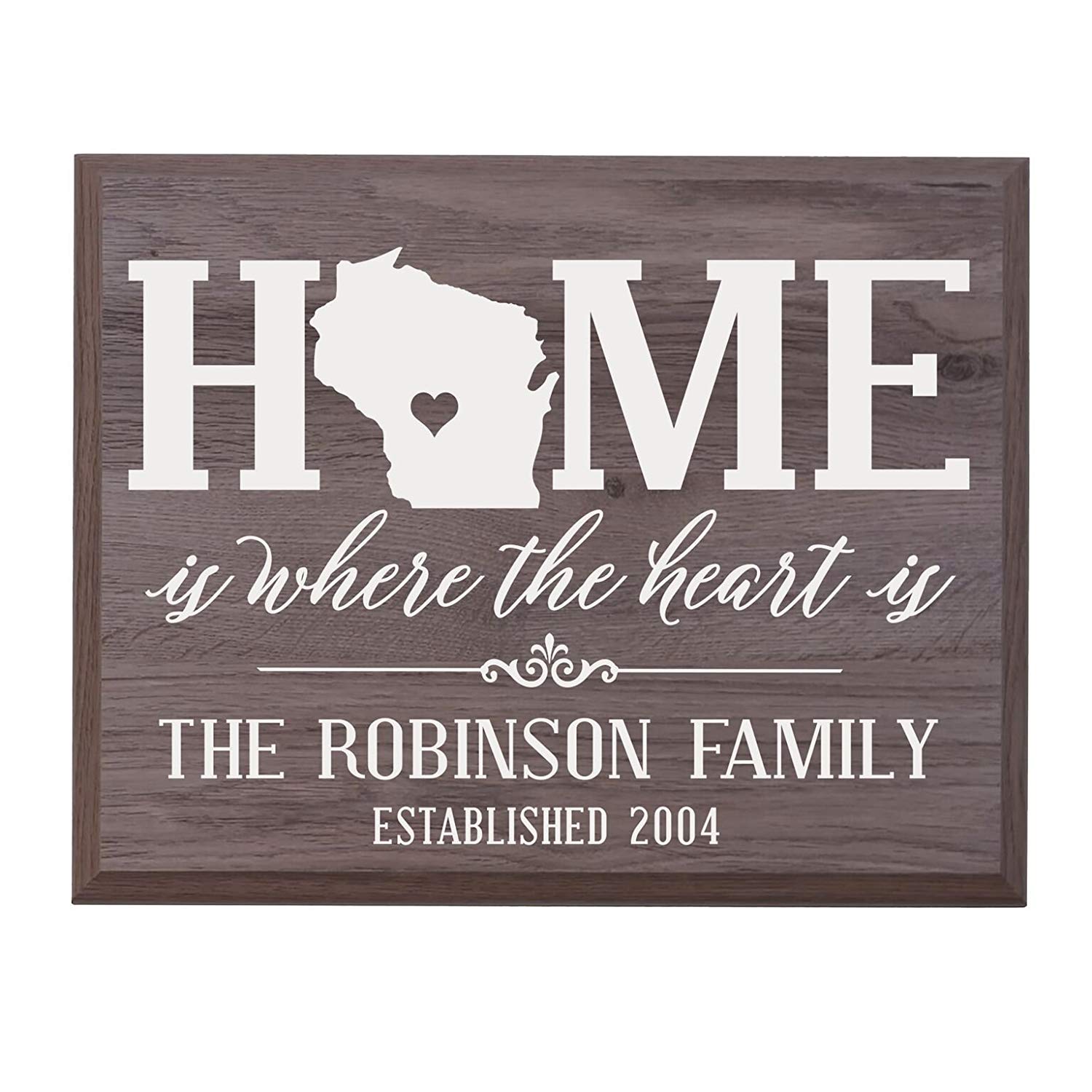Personalized Wisconsin Home is Where the heart is Wall Sign - LifeSong Milestones