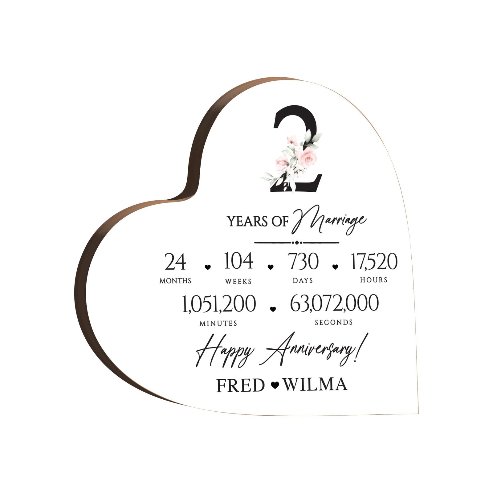 Personalized Wooden Anniversary Heart Shaped Signs - 2nd Anniversary - LifeSong Milestones