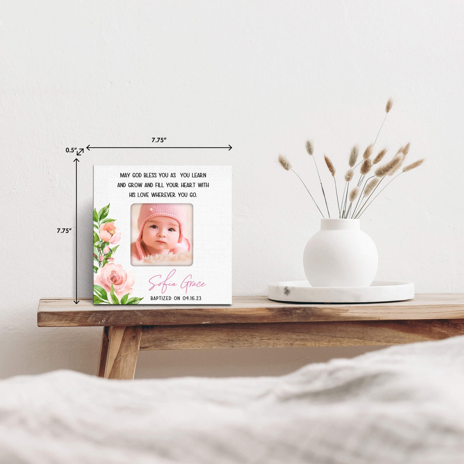 Personalized Wooden Baby Baptism Picture Frames - LifeSong Milestones