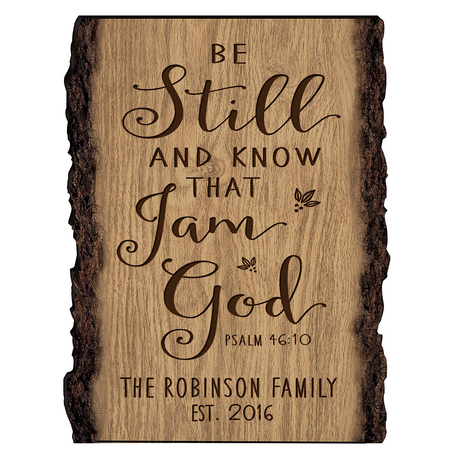 Personalized Wooden Bark Family Name Sign - Established Date - LifeSong Milestones