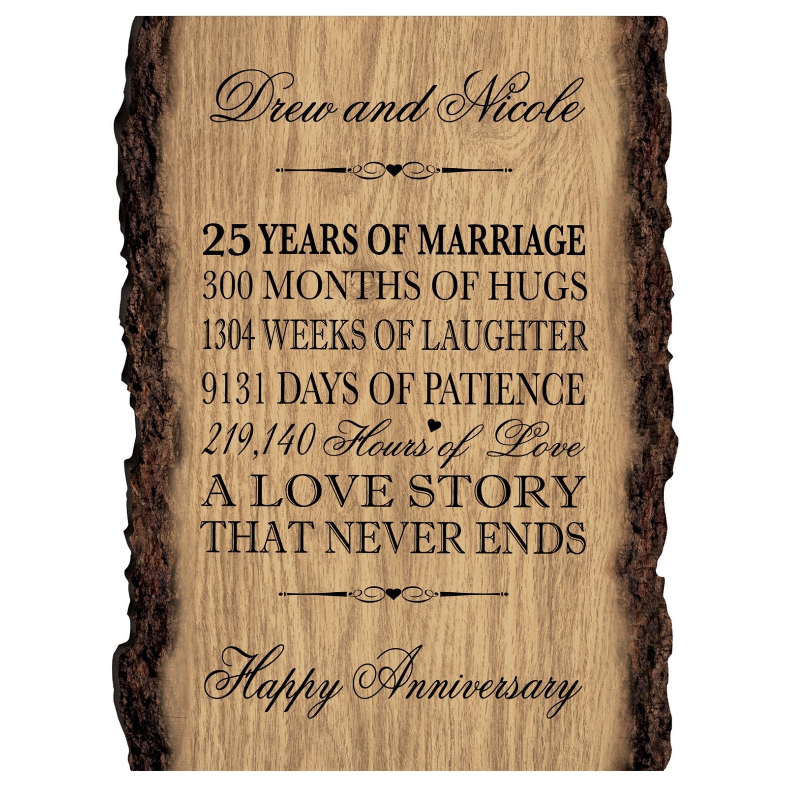 Personalized Wooden Bark Wedding Sign - Our Life Together - LifeSong Milestones