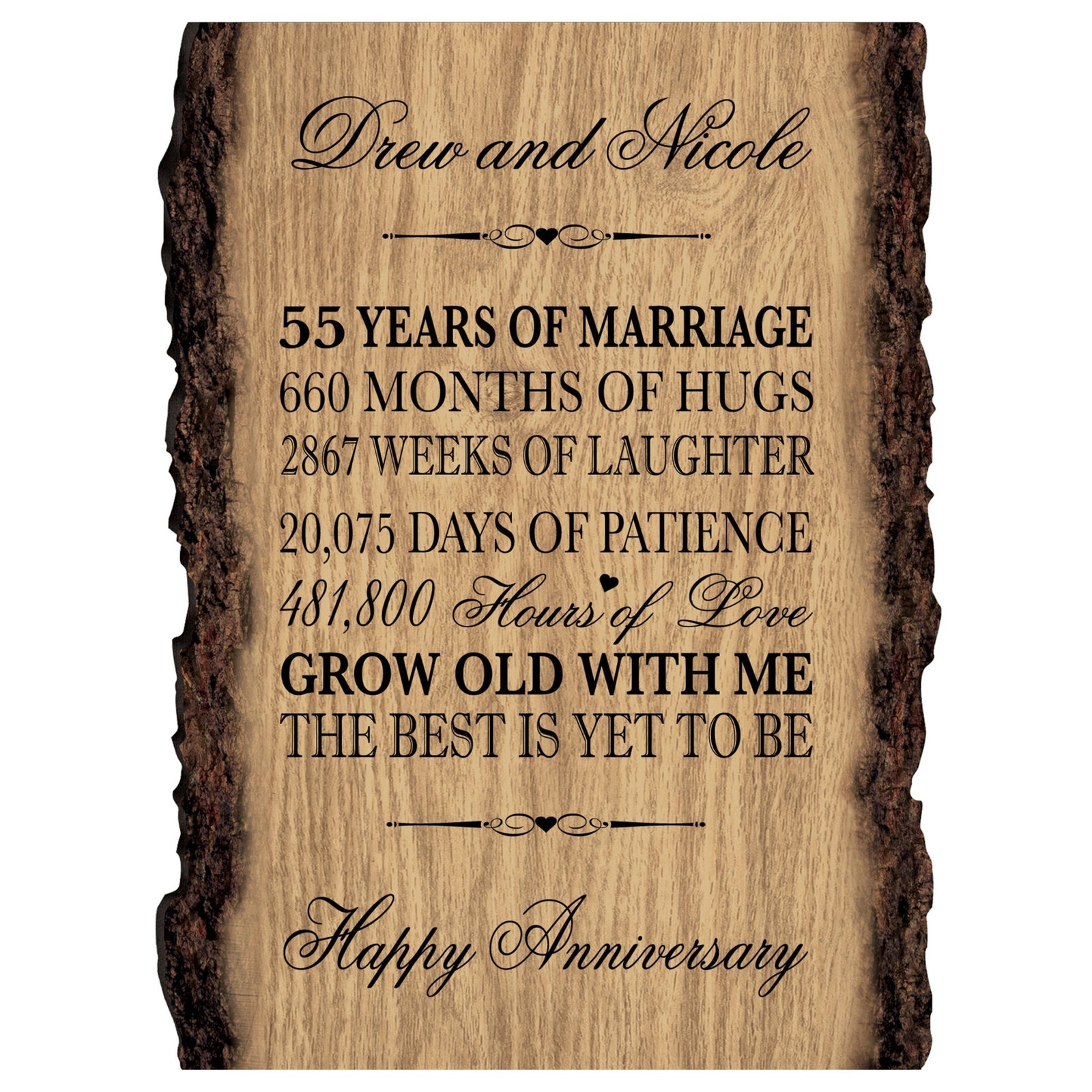 Personalized Wooden Bark Wedding Sign - Our Life Together - LifeSong Milestones