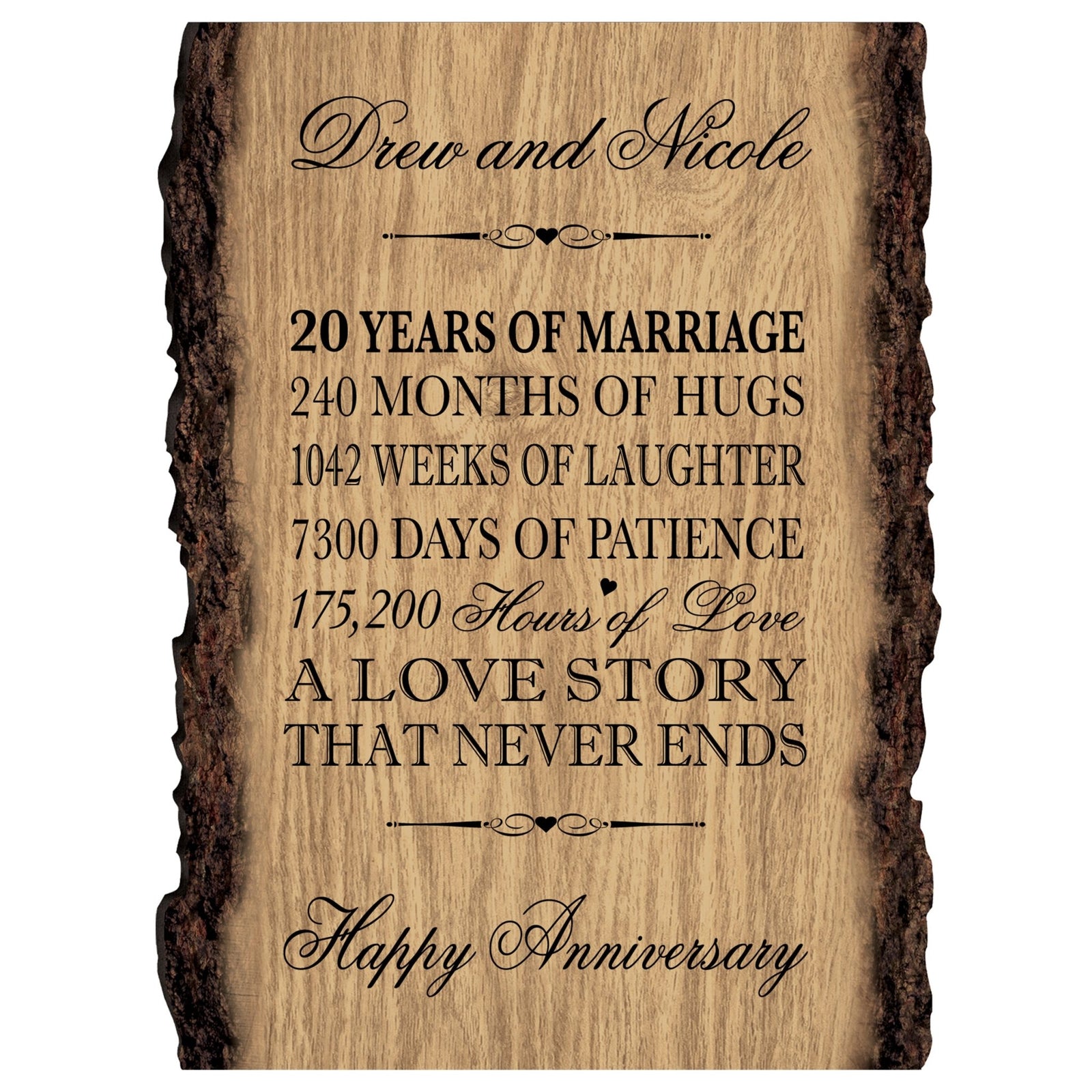 Personalized Wooden Bark Wedding Sign - Our Life Together - LifeSong Milestones