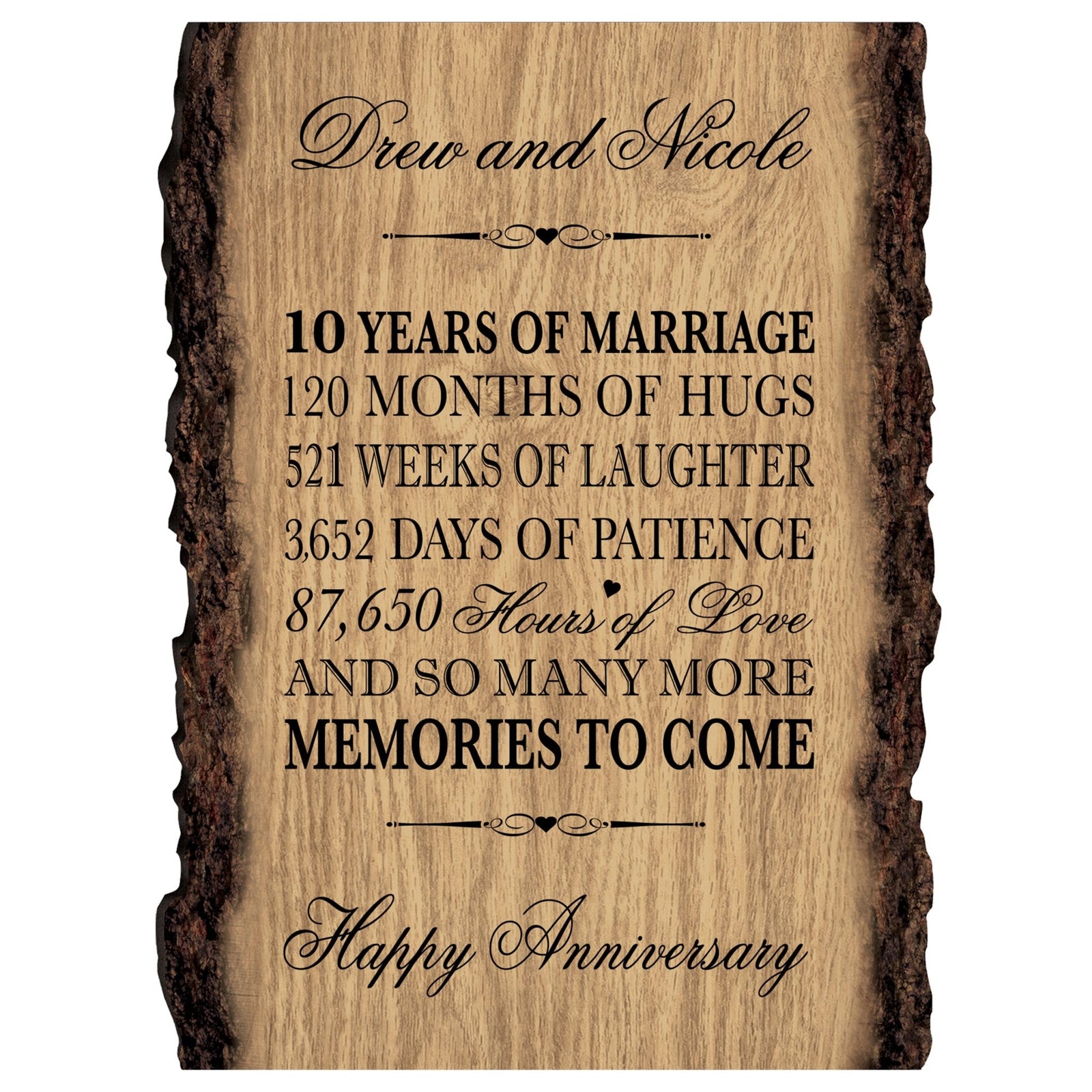 Personalized Wooden Bark Wedding Sign - Our Life Together - LifeSong Milestones