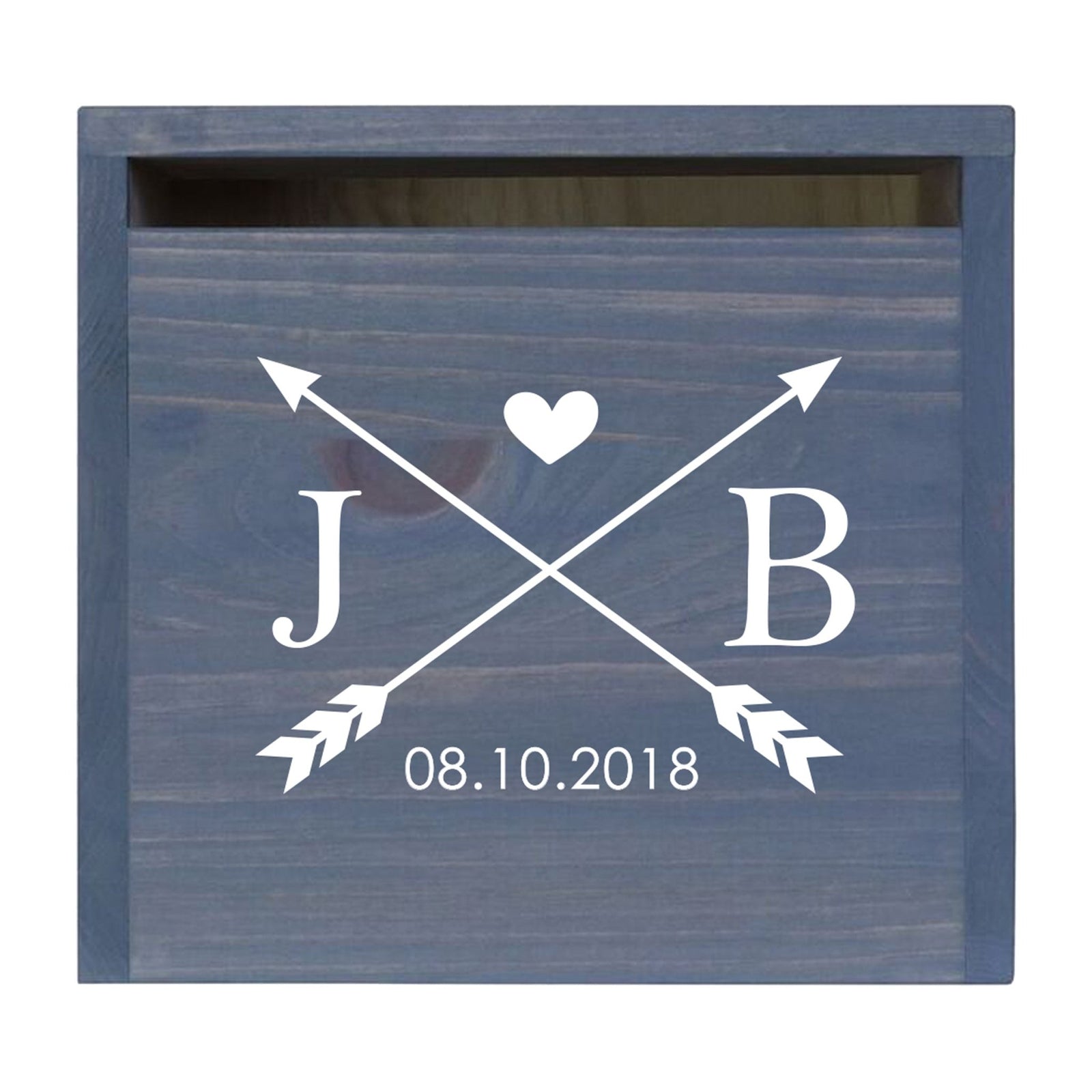 Personalized Wooden Card Box for Wedding Ceremonies, Venues, Receptions, Bridal Showers, and Engagement Parties 13.5x12 - J&B (Arrows) - LifeSong Milestones