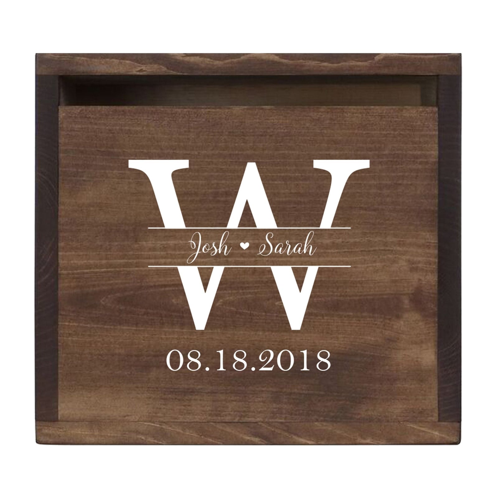 Personalized Wooden Card Box for Wedding Ceremonies, Venues, Receptions, Bridal Showers, and Engagement Parties 13.5x12 - Josh & Sarah (W) - LifeSong Milestones