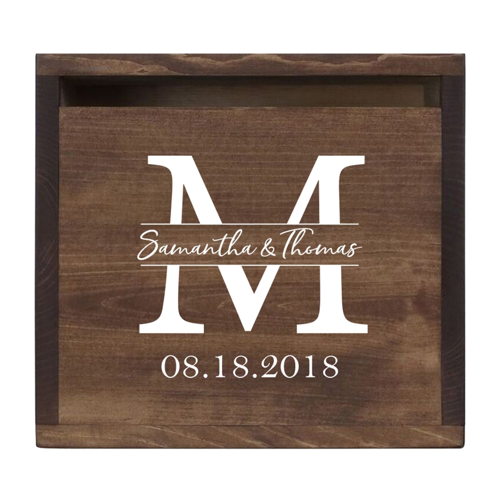 Personalized Wooden Card Box for Wedding Ceremonies, Venues, Receptions, Bridal Showers, and Engagement Parties 13.5x12 - Samatha & Thomas (M) - LifeSong Milestones