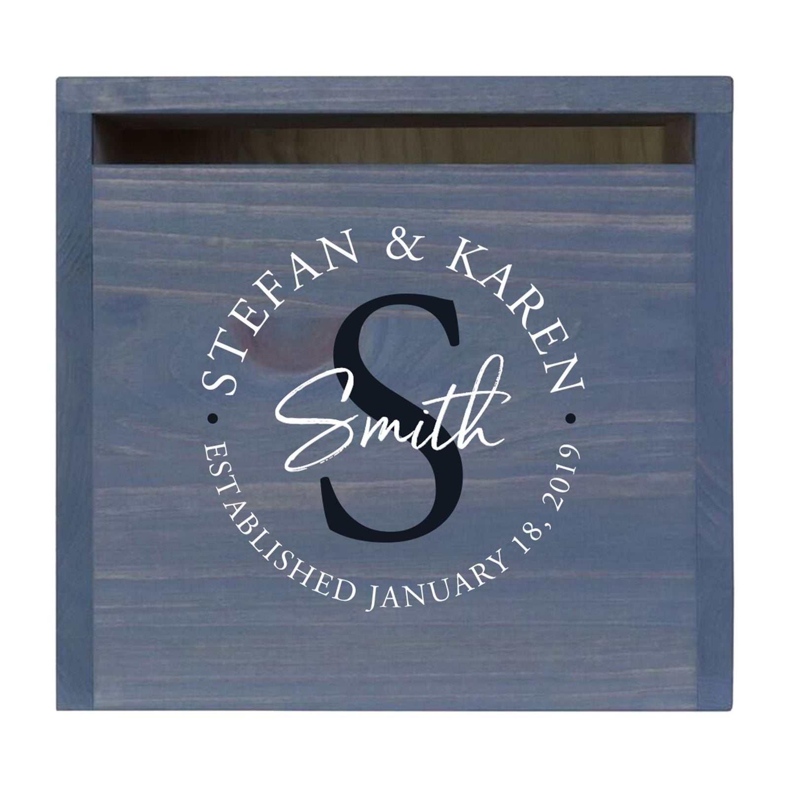 Personalized Wooden Card Box for Wedding Ceremonies, Venues, Receptions, Bridal Showers, and Engagement Parties 13.5x12 - Stefan & Karen (S) - LifeSong Milestones