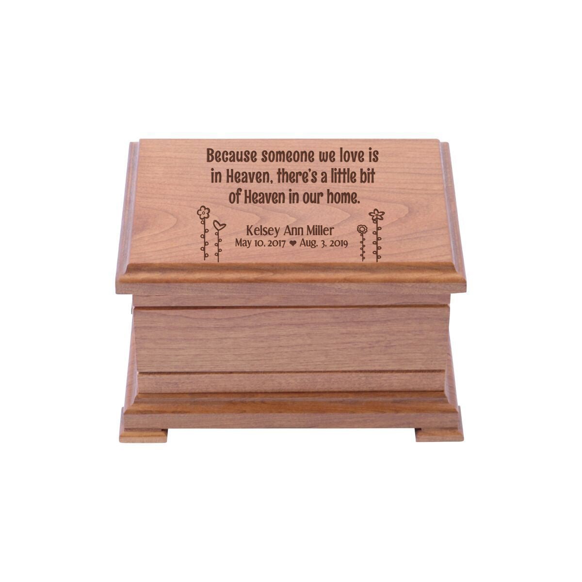 Personalized Wooden Cherry Keepsake Box for Baby - 7.75x5.75x4.75 - LifeSong Milestones
