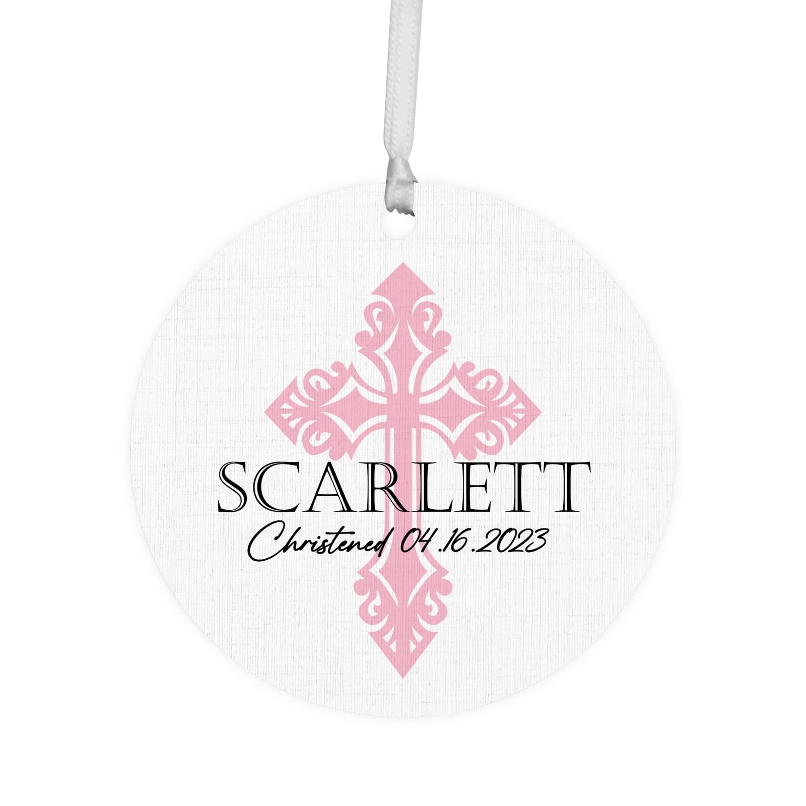 Personalized Wooden Christening Ornament - Be Strong & Courageous - LifeSong Milestones