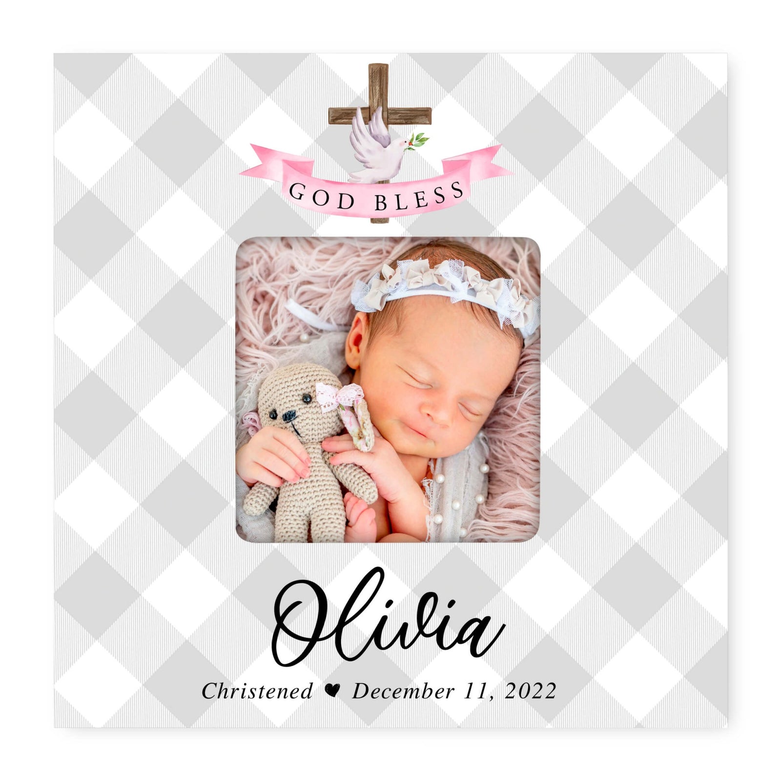 Personalized Wooden Christening Picture Frame - LifeSong Milestones