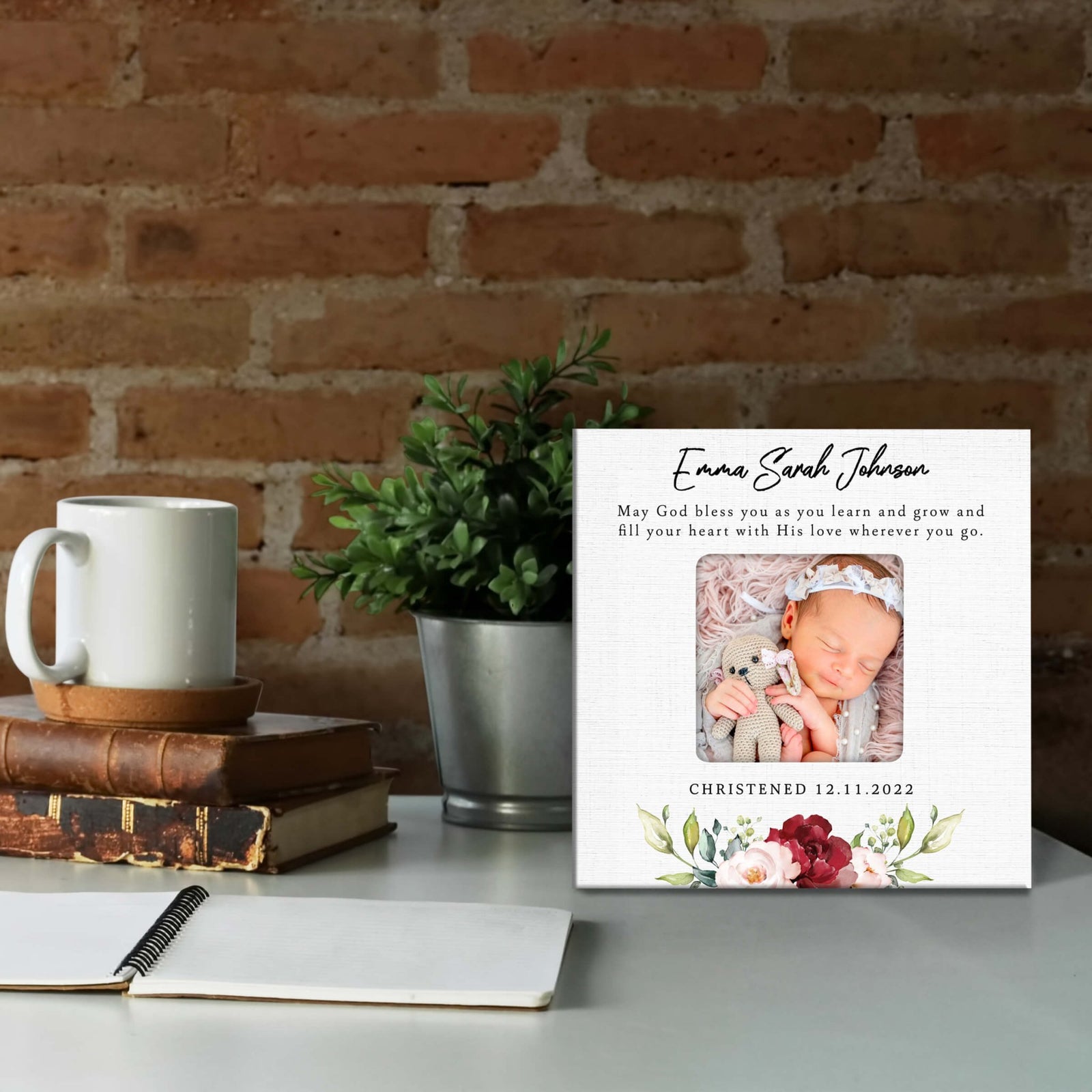 Personalized Wooden Christening Picture Frame - LifeSong Milestones