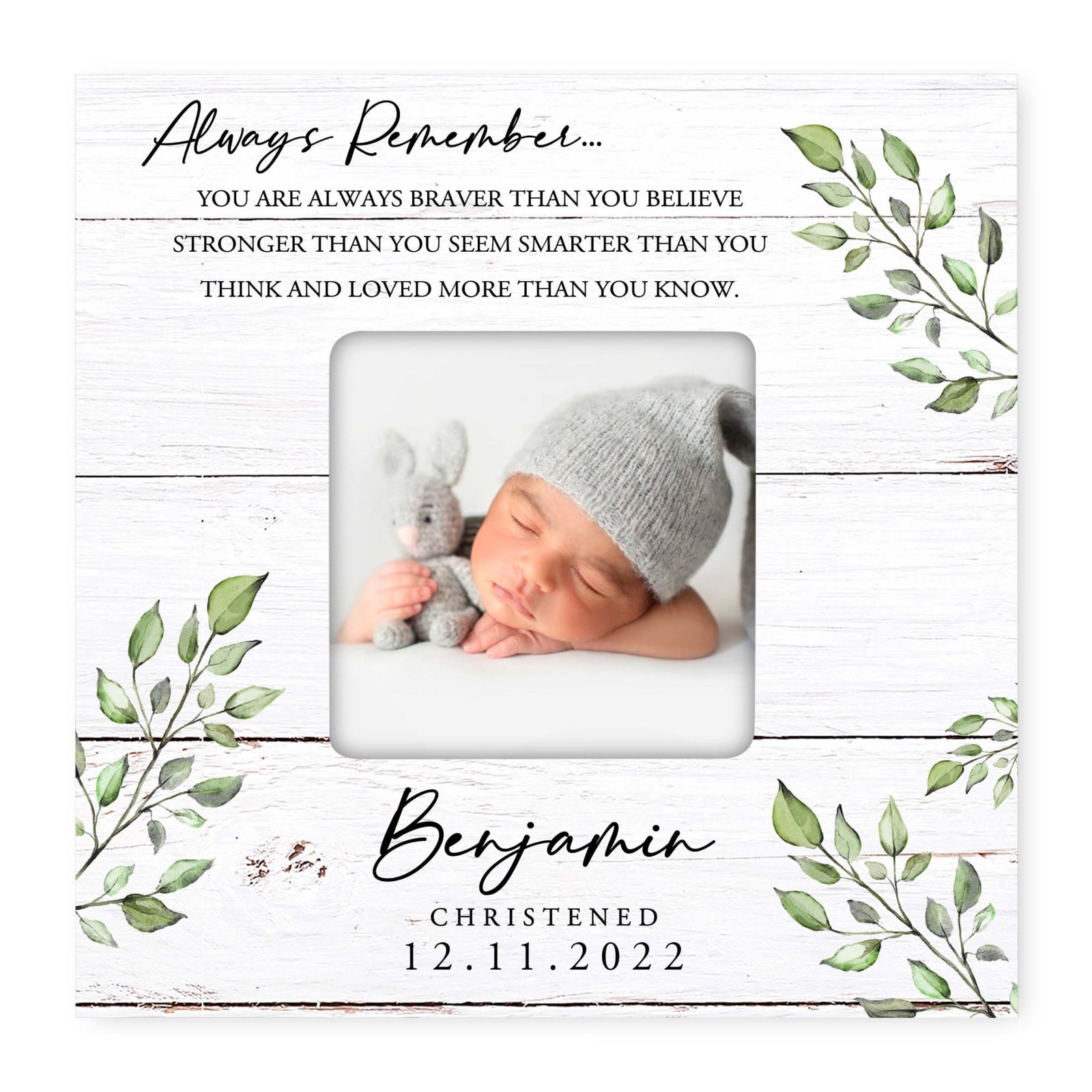 Personalized Wooden Christening Picture Frame - LifeSong Milestones