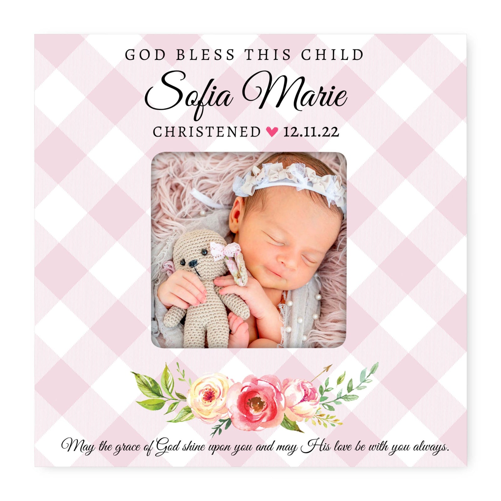Personalized Wooden Christening Picture Frame - LifeSong Milestones