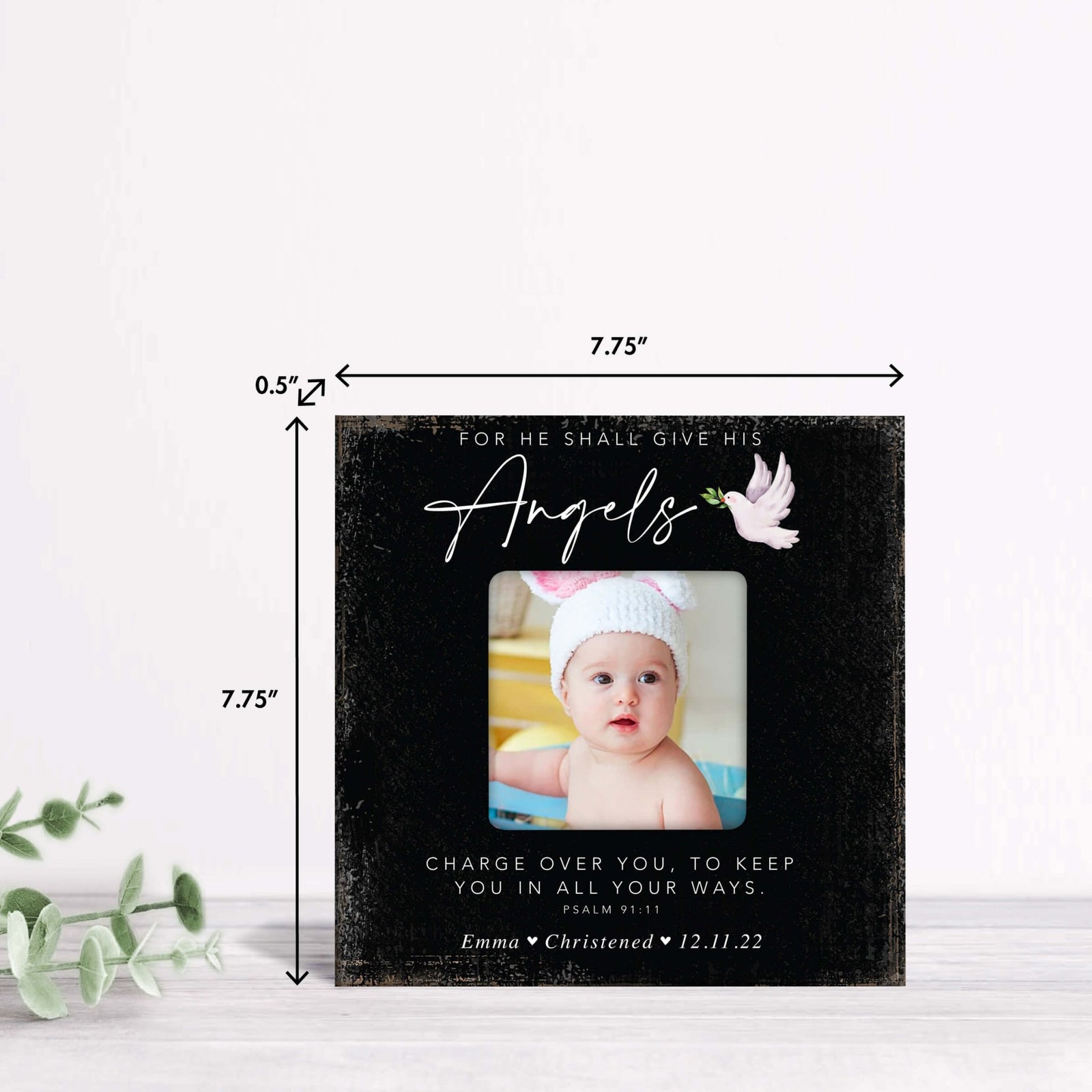 Personalized Wooden Christening Picture Frame - LifeSong Milestones