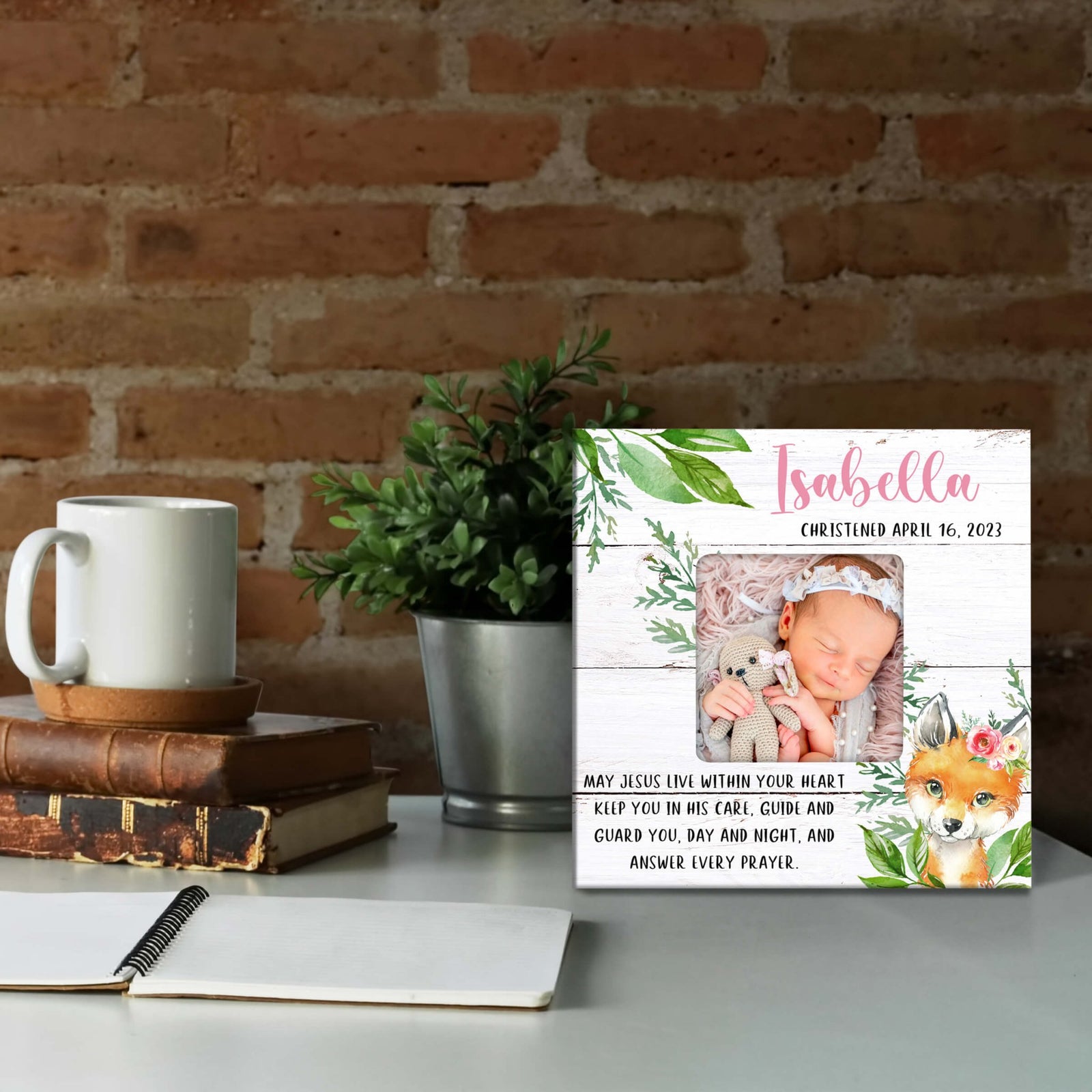 Personalized Wooden Christening Picture Frame - LifeSong Milestones