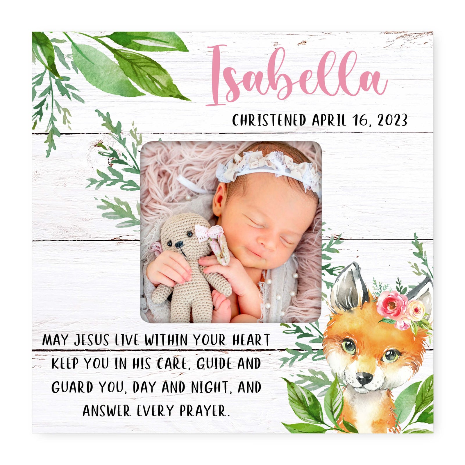 Personalized Wooden Christening Picture Frame - LifeSong Milestones