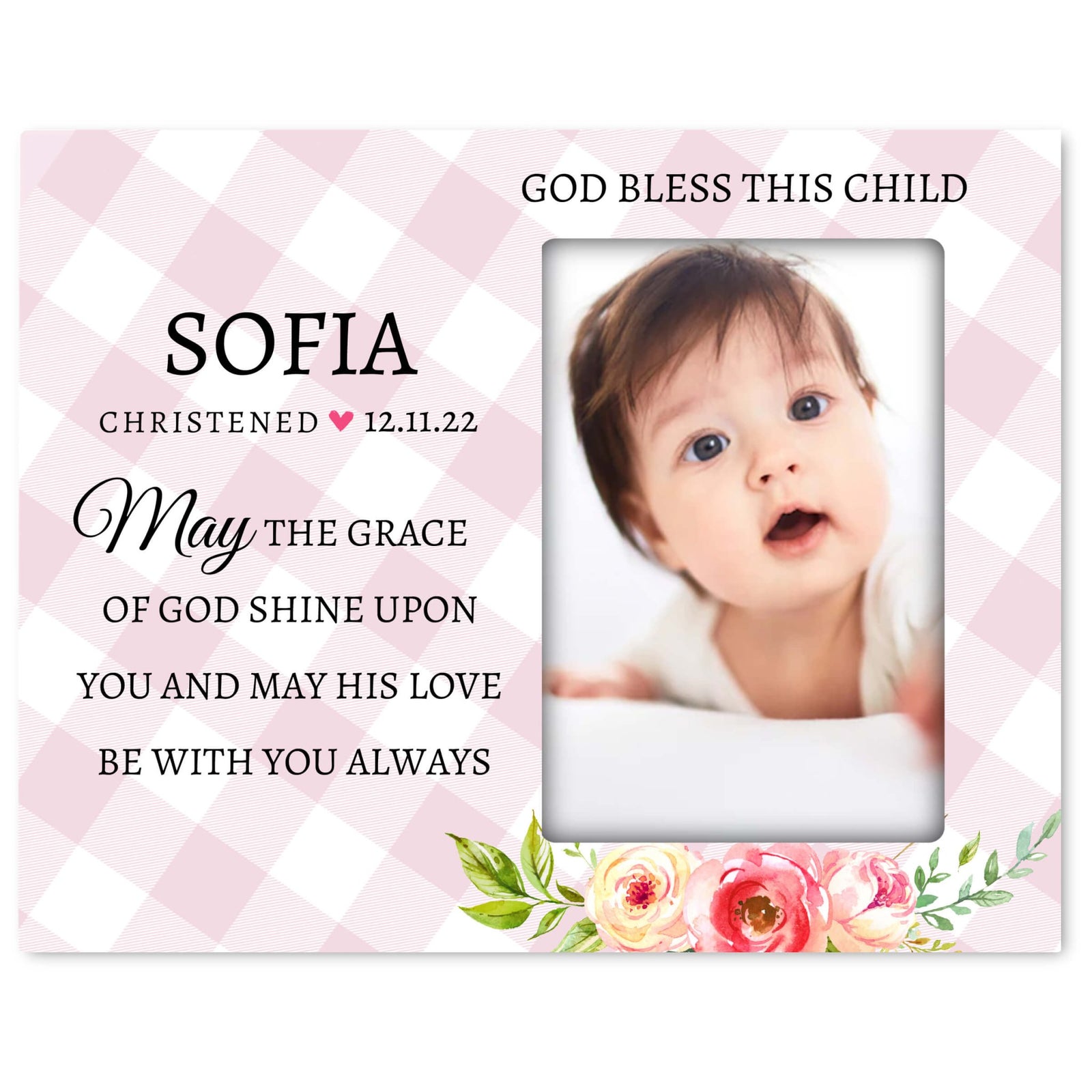Personalized Wooden Christening Picture Frame - LifeSong Milestones