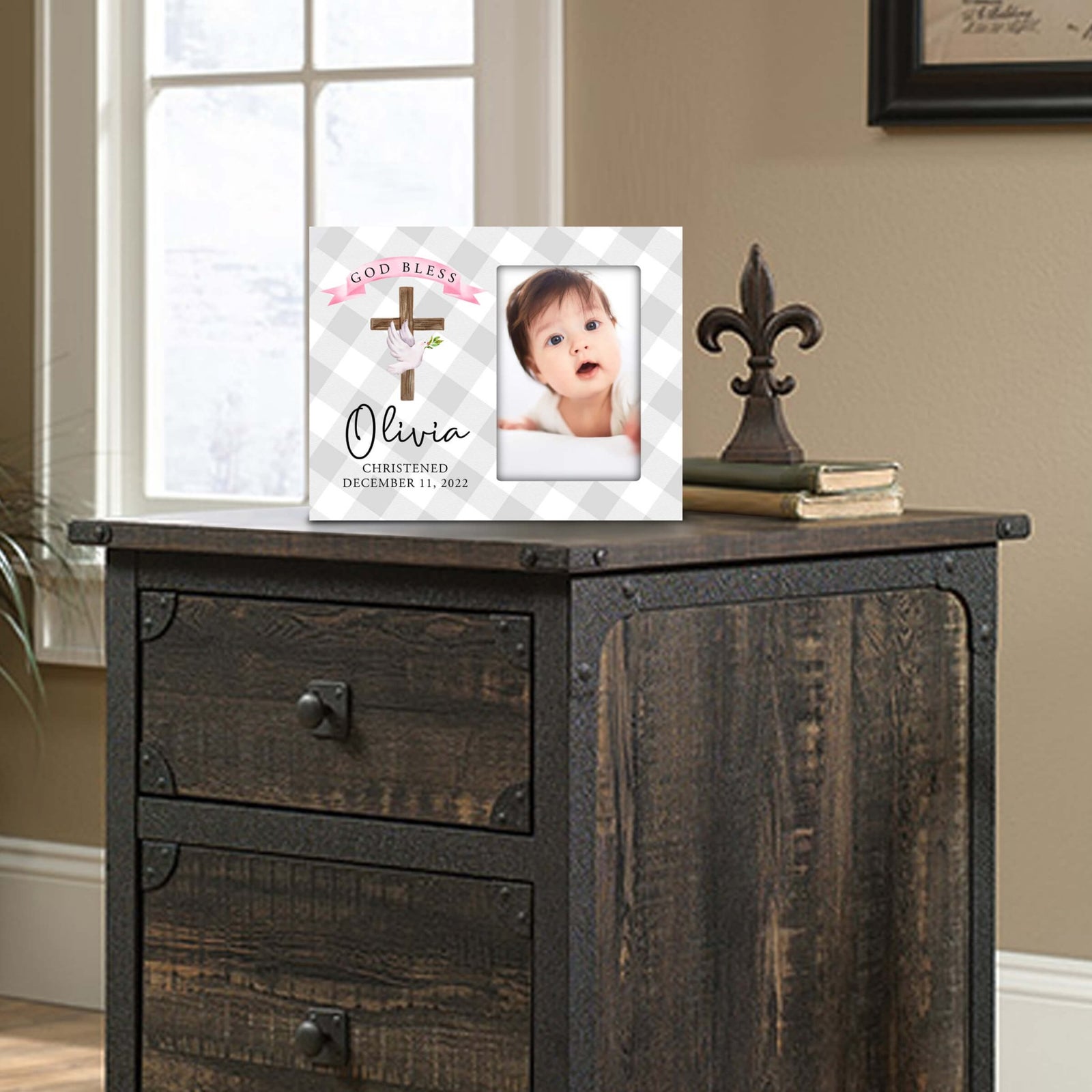 Personalized Wooden Christening Picture Frame - LifeSong Milestones