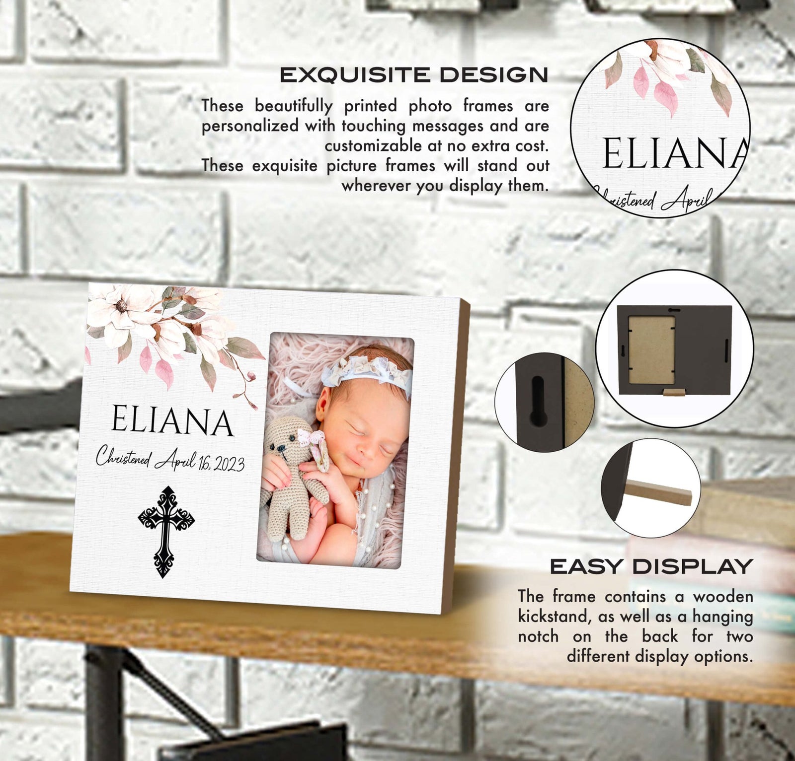 Personalized Wooden Christening Picture Frame - LifeSong Milestones