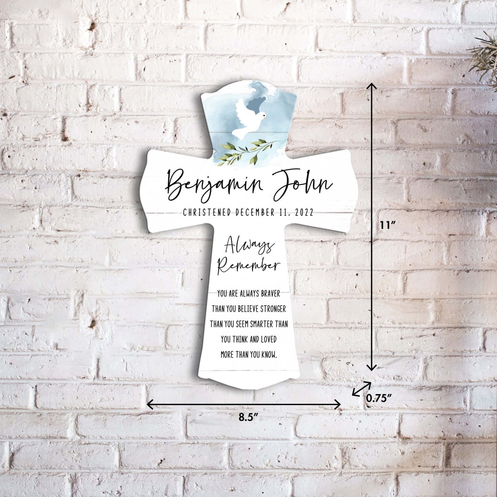 Personalized Wooden Cross for Christening Gifts - Always Remember - LifeSong Milestones