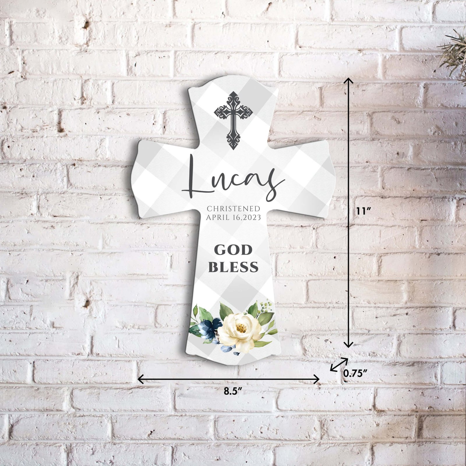 Personalized Wooden Cross for Christening Gifts - Christened - LifeSong Milestones