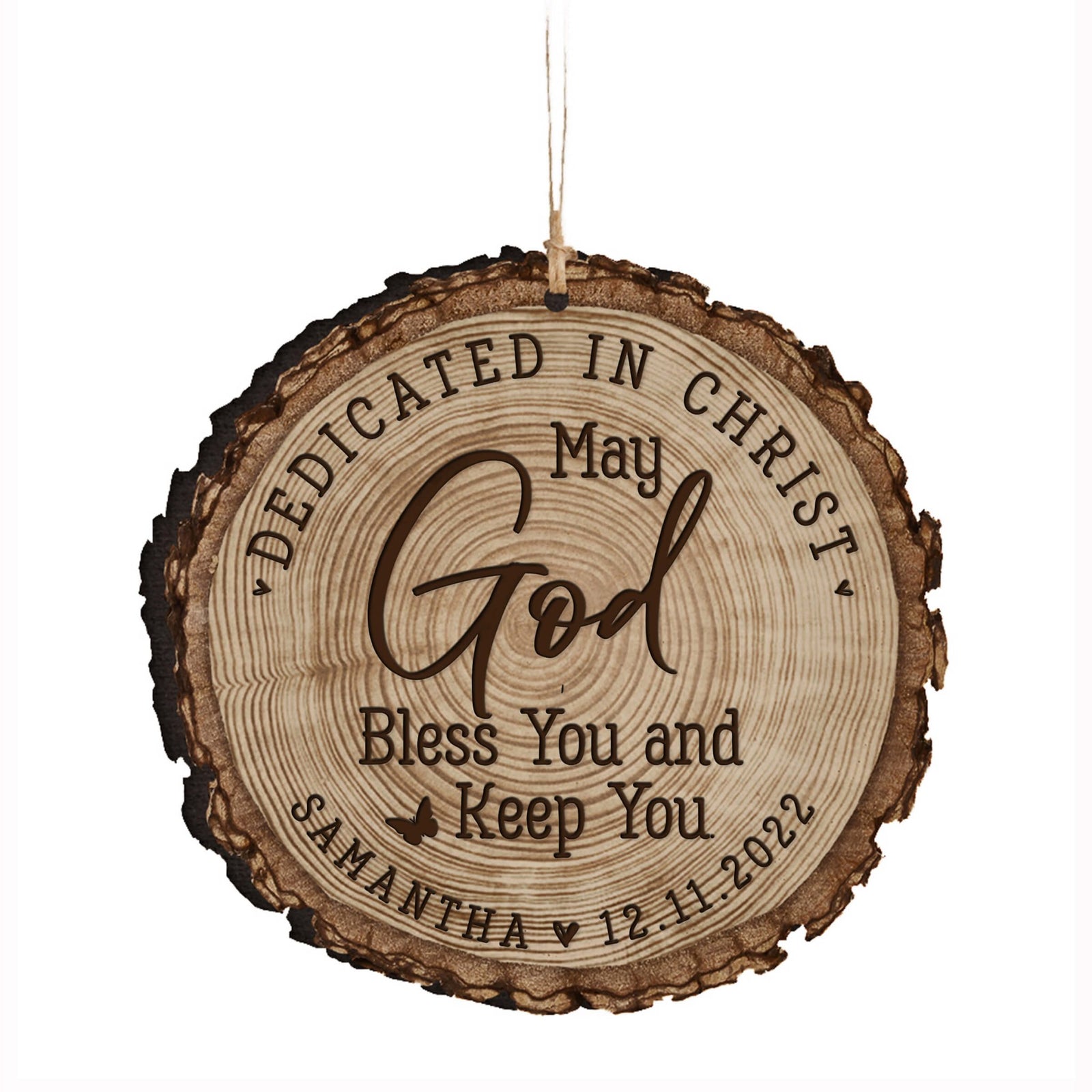 Personalized Wooden Dedication Barky Ornament - Dedicated In Christ - LifeSong Milestones