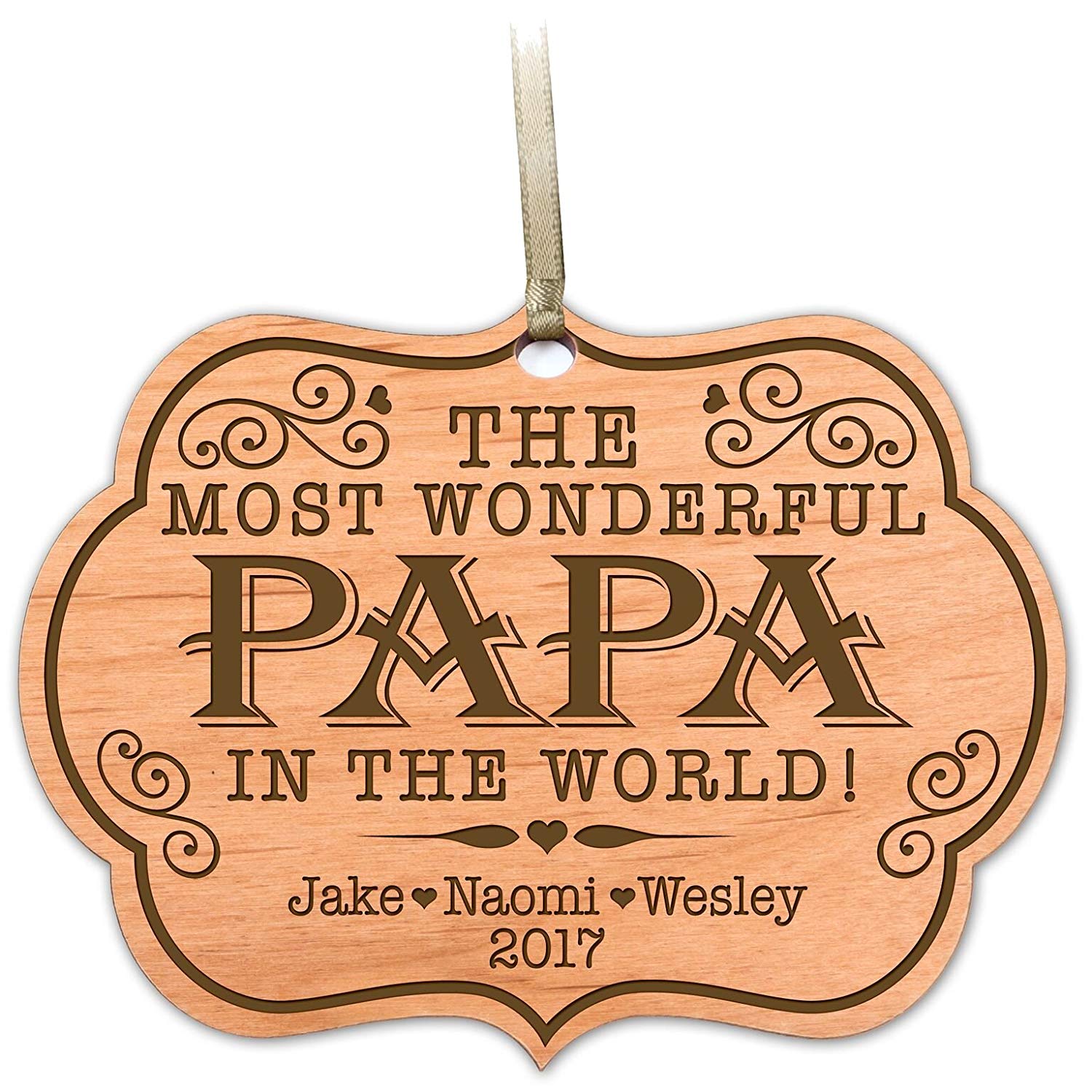 Personalized Wooden Engraved Family Ornaments - The Most Wonderful - LifeSong Milestones