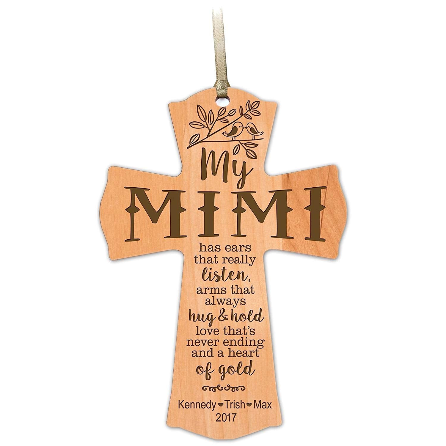 Personalized Wooden Family Cross Ornaments - Family Members - LifeSong Milestones