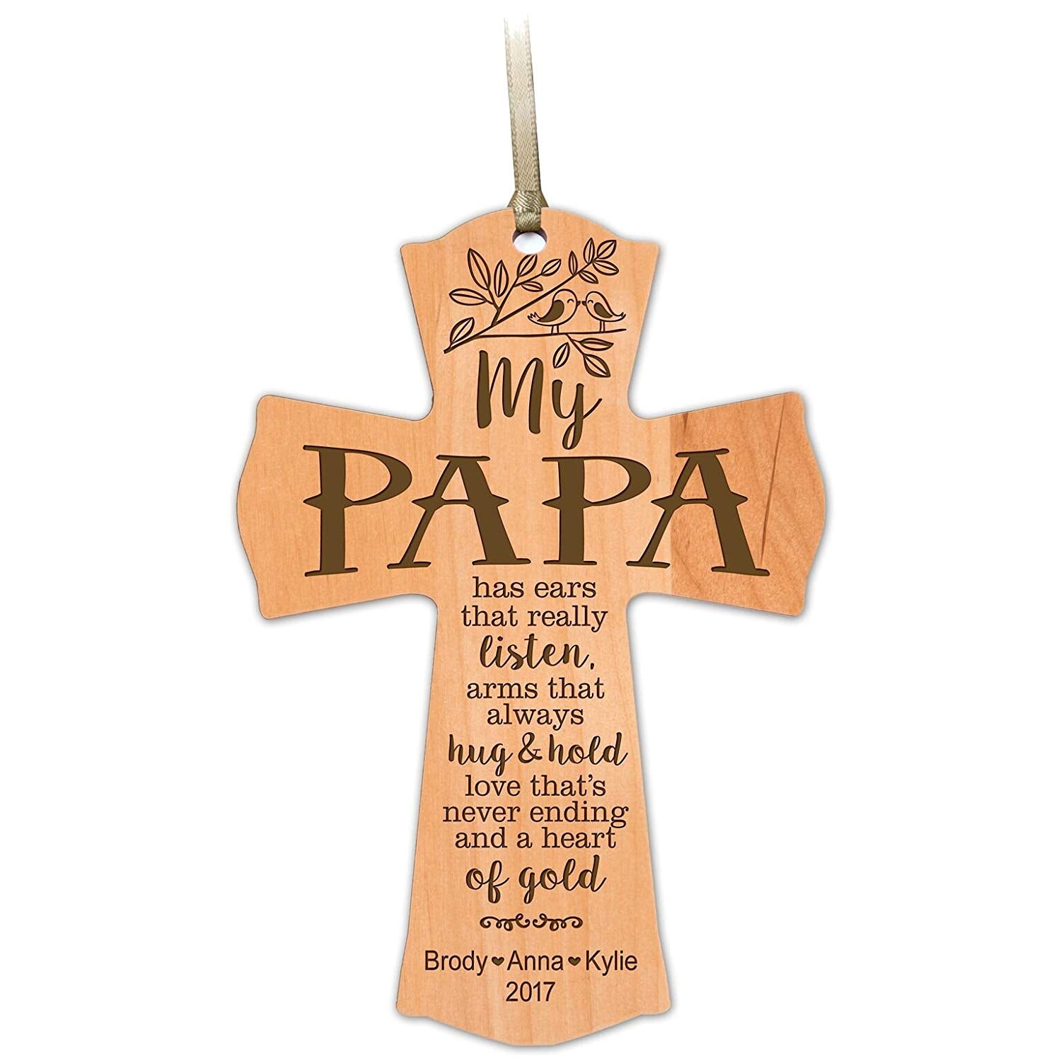 Personalized Wooden Family Cross Ornaments - Family Members - LifeSong Milestones
